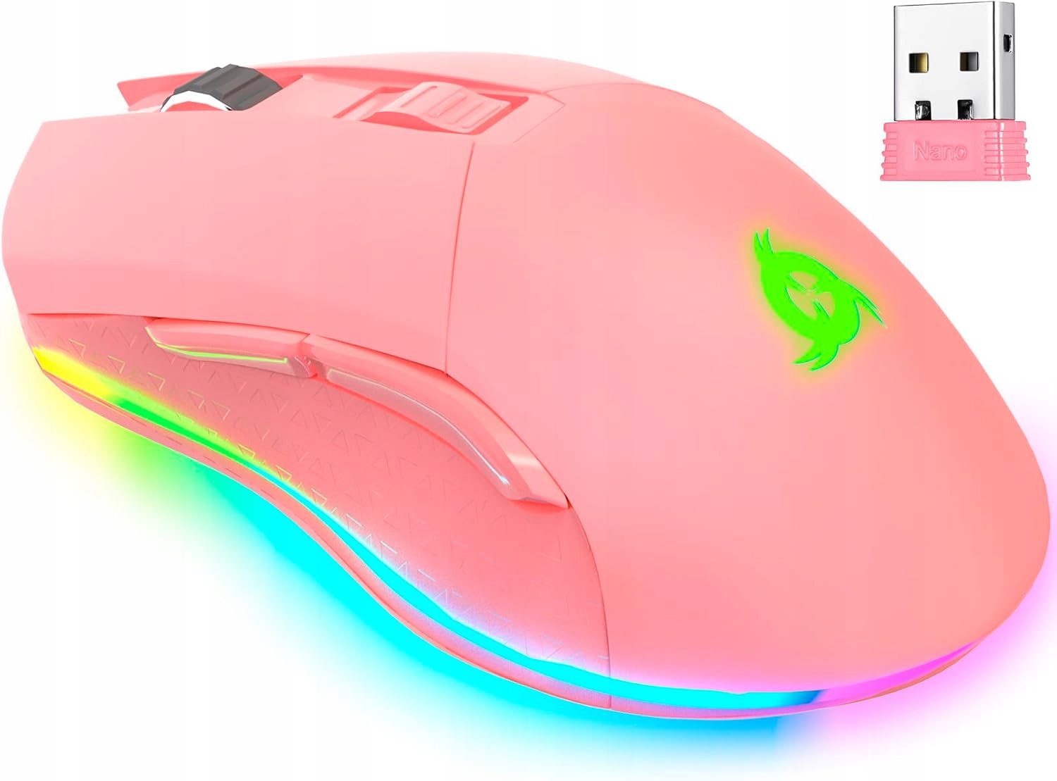 Bezdrátová Myš Herní Rgb 10000 Dpi Růžová