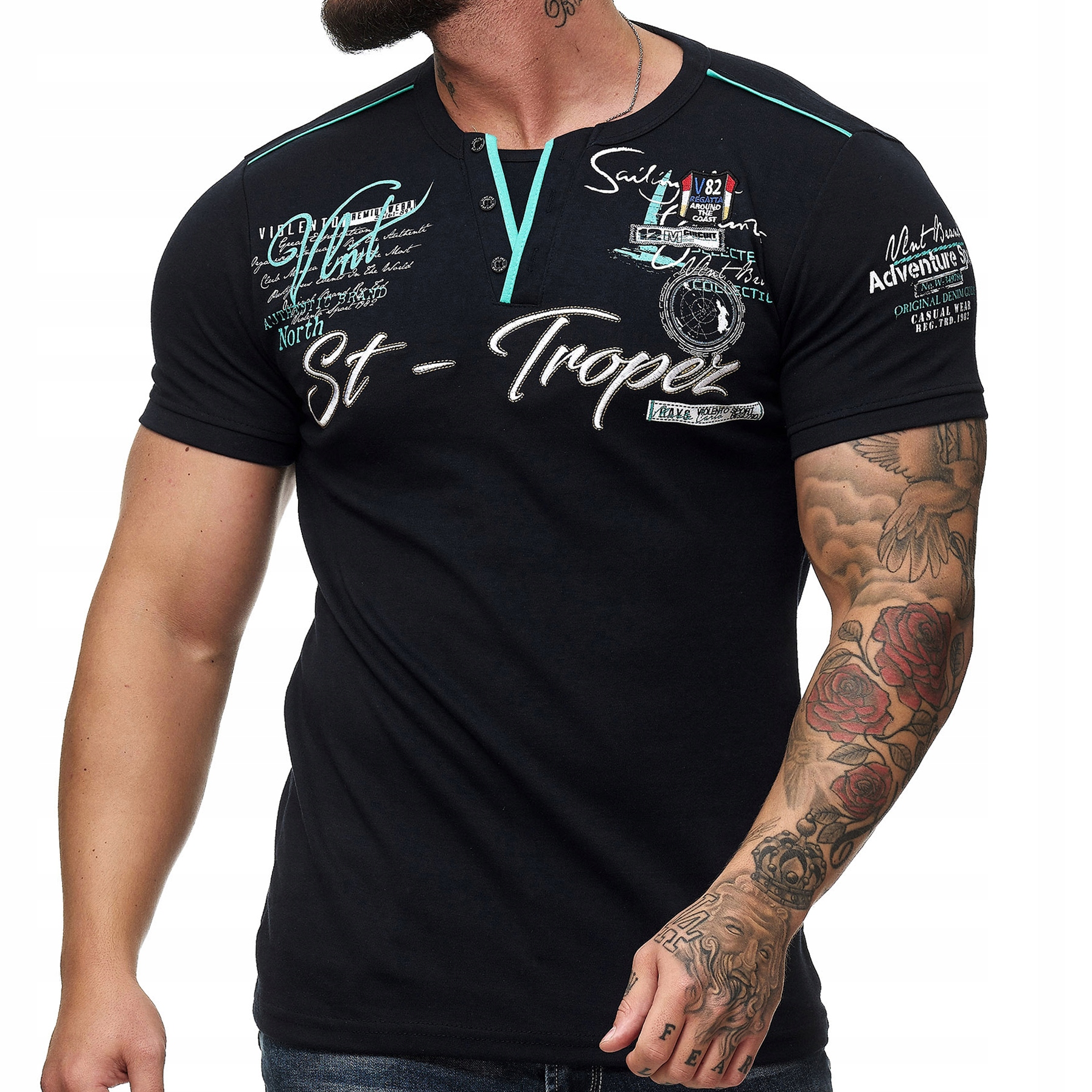 

T shirt Męski St-Tropez Wyszywany Hafty Nadruk