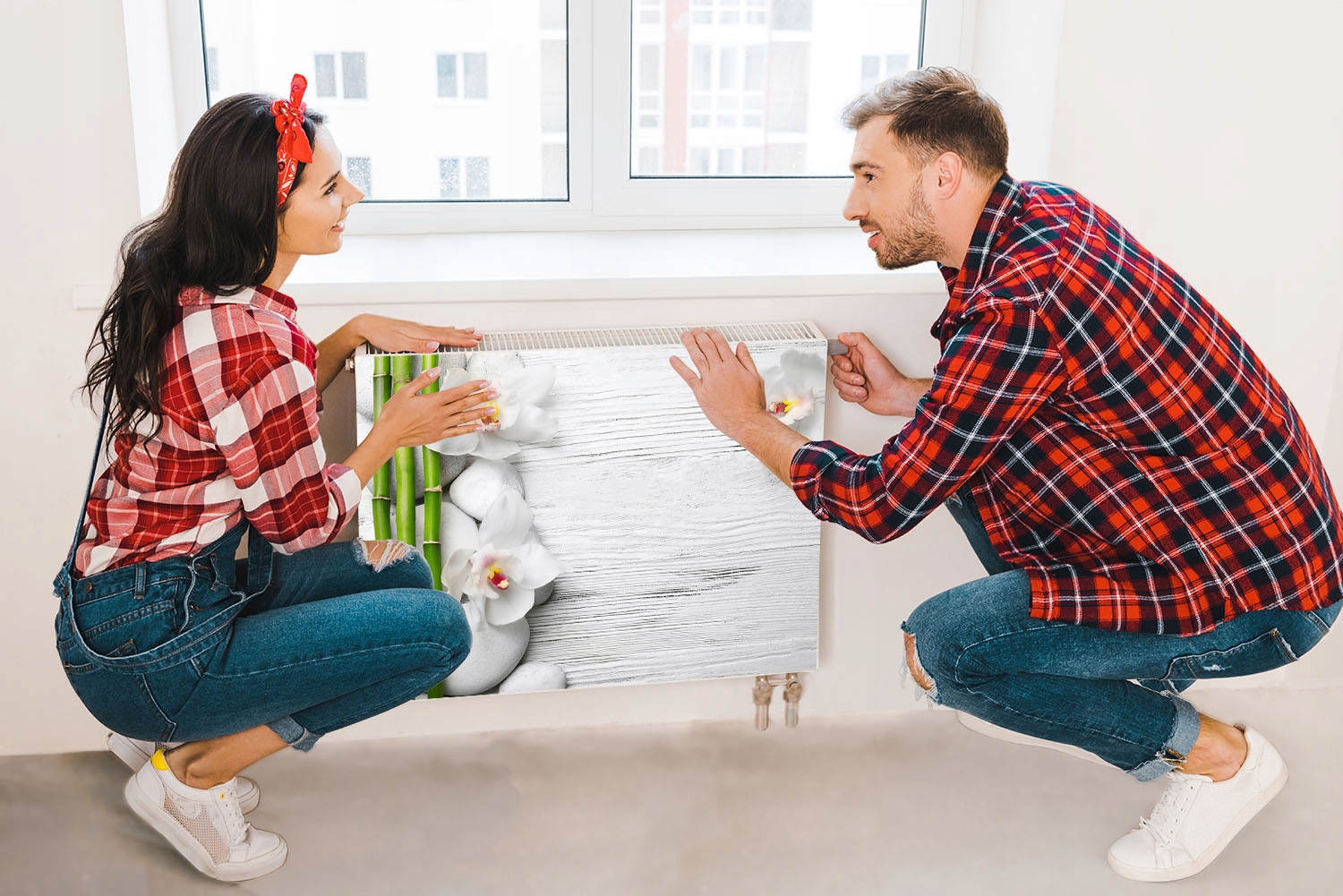 MAGNES NA KALORYFER GRZEJNIK 80x60 KWIATY FOTOTAPETA Wysokość produktu 60 cm