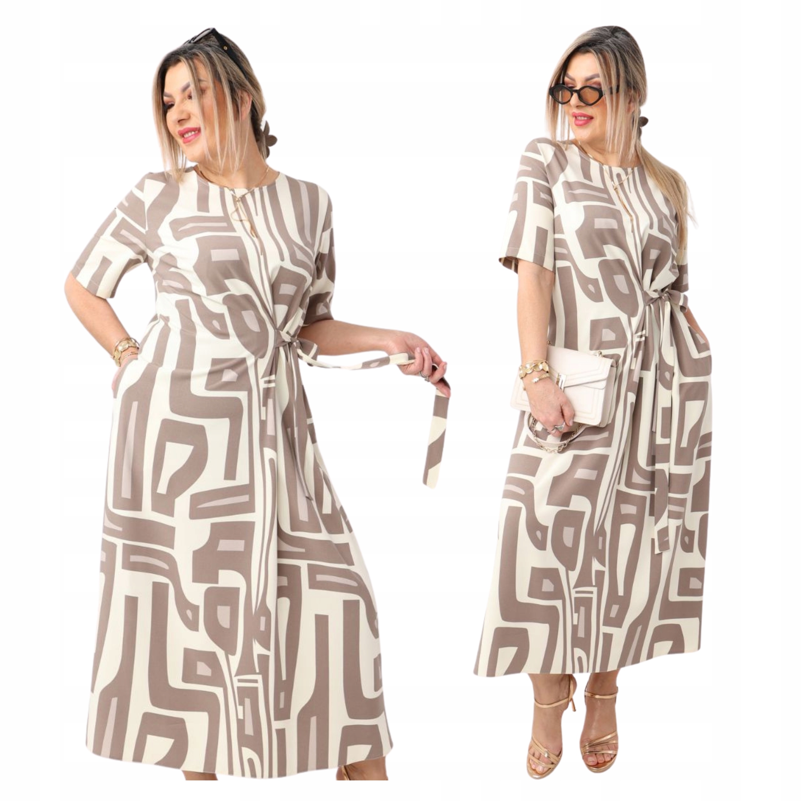 Zwiewna sukienka rozkloszowana Polski Producent duże rozmiary