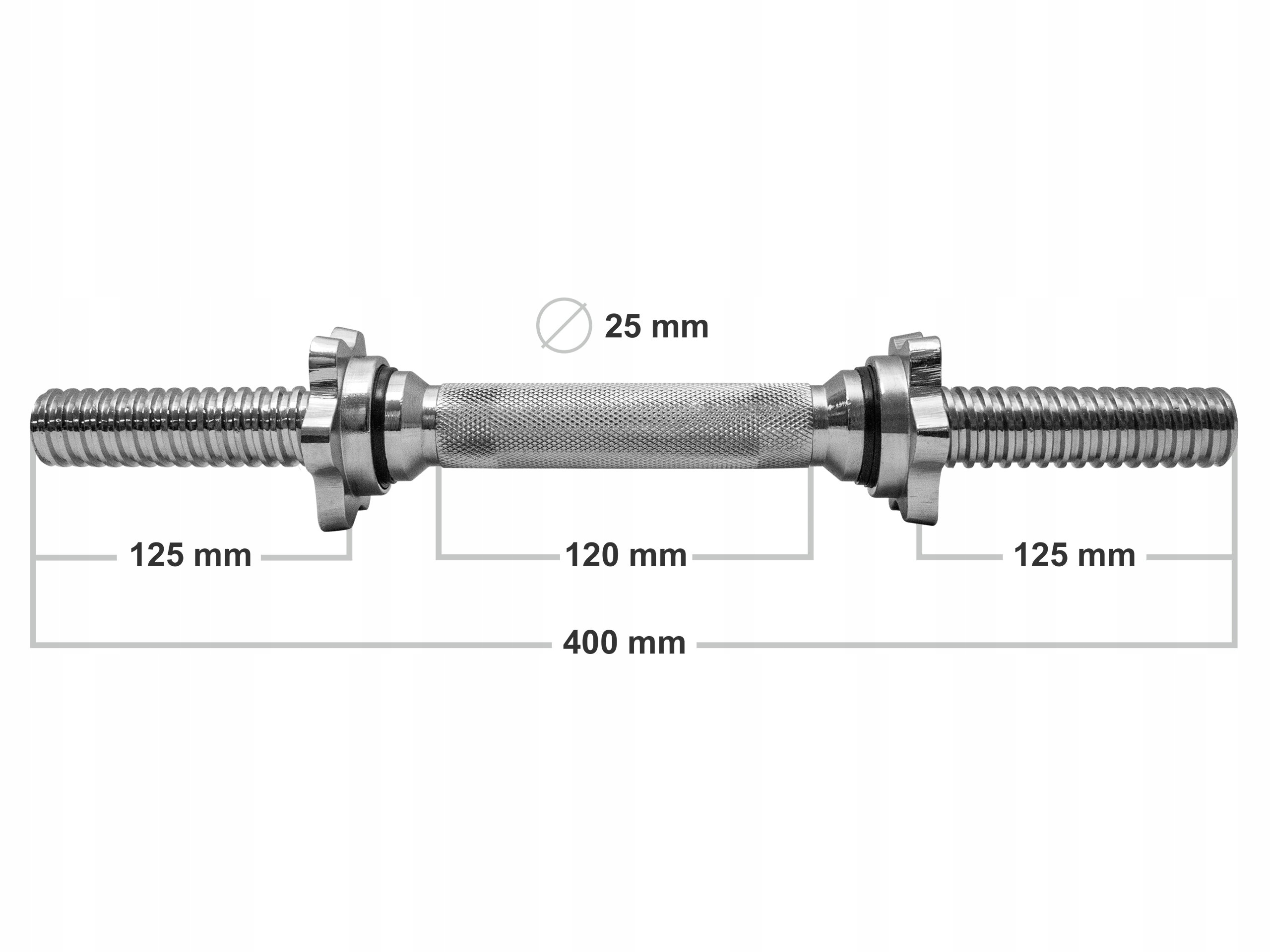 PLATINUM FITNESS ZESTAW GRYFÓW PROSTY 2x 40cm / 25mm + ZACISKI GRYFIK Maksymalne obciążenie 60 kg