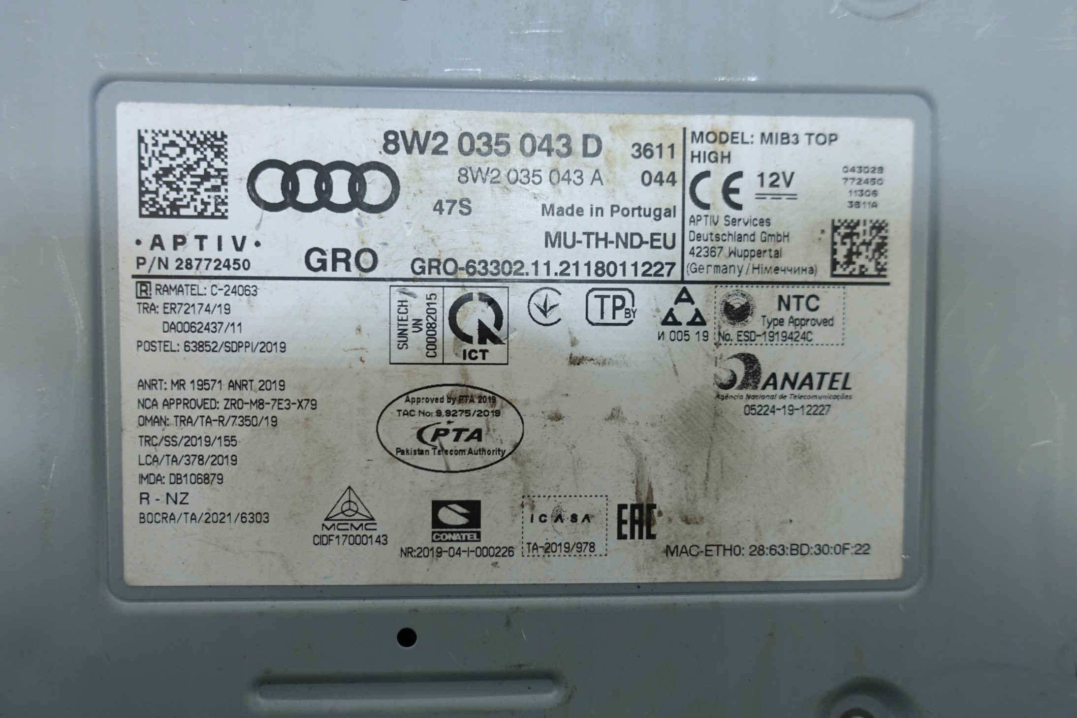 AUDI A3 A4 a6 player module navigation devices MIB3 MIB 8W2035043d