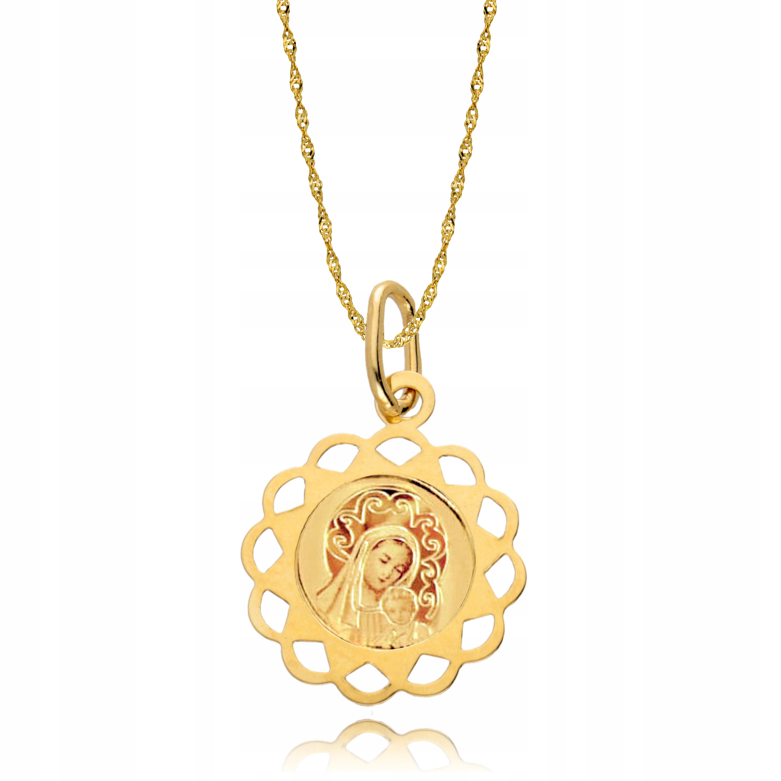 Złoty Łańcuszek z Medalikiem 585 Komunia Grawer Marka Euforia