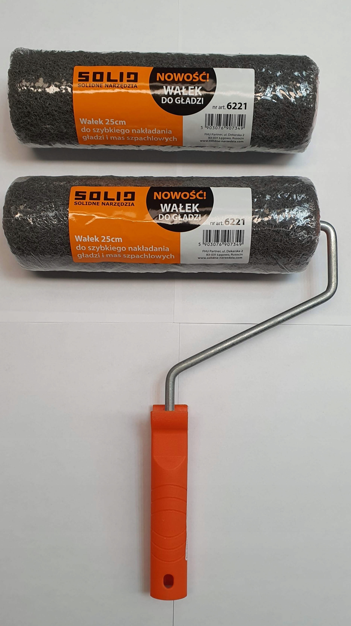 SOLID 2 WAŁKI DO GŁADZI/MASY 25cm x 2 WAŁEK+RĄCZKA Marka inna