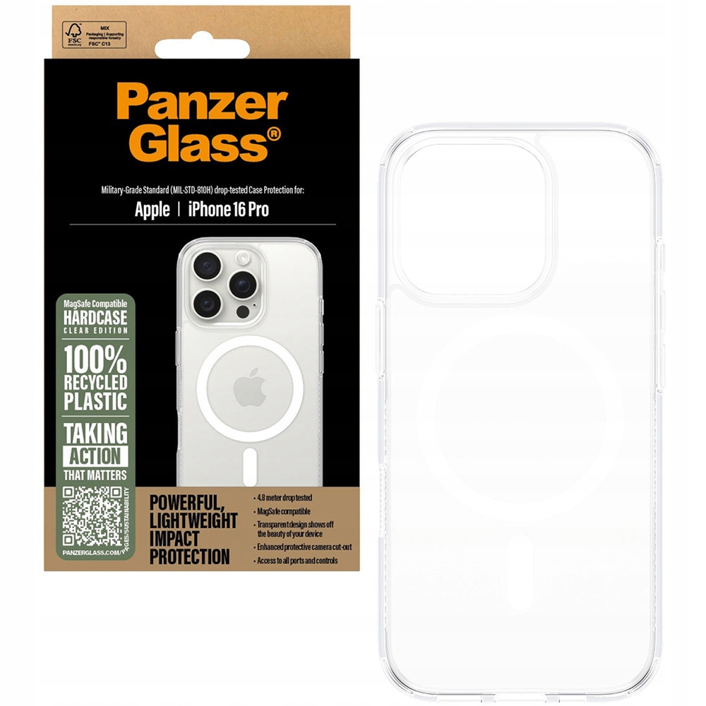 Modne etui do iPhone 16 Pro, do MagSafe Panzerglass, case przezroczysty