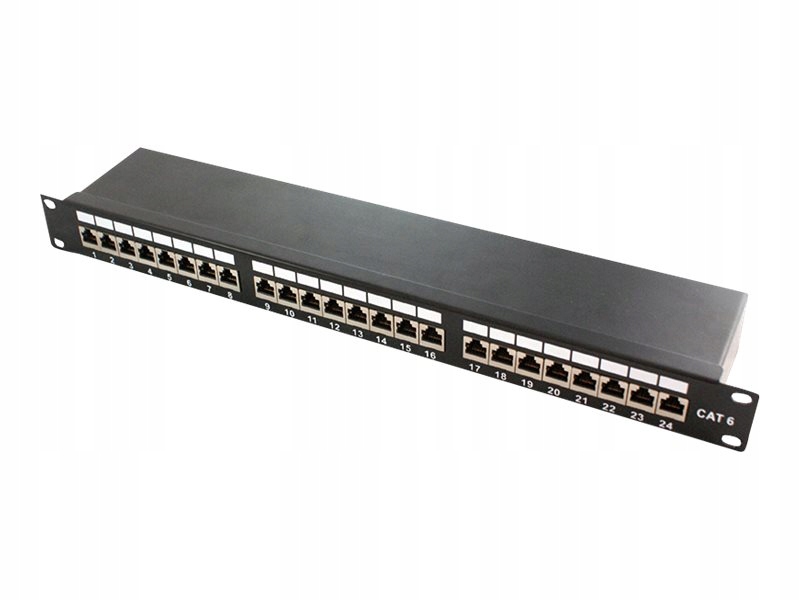 LogiLink NP0061 Patchpanel 19 kat. 6A, 24-portowy, ekranowany Stp, czarny