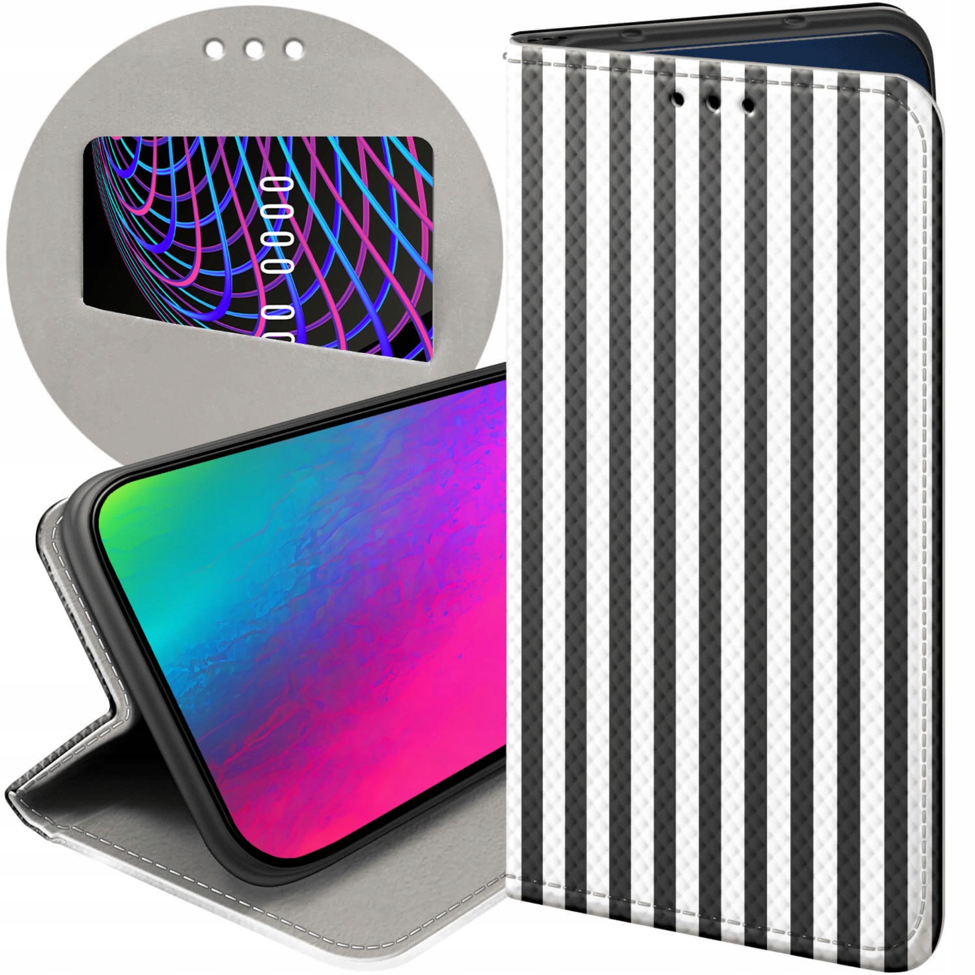 Etui Z Klapką Do Oppo RENO12 5G Paski Linie Fale Futerał Pokrowiec