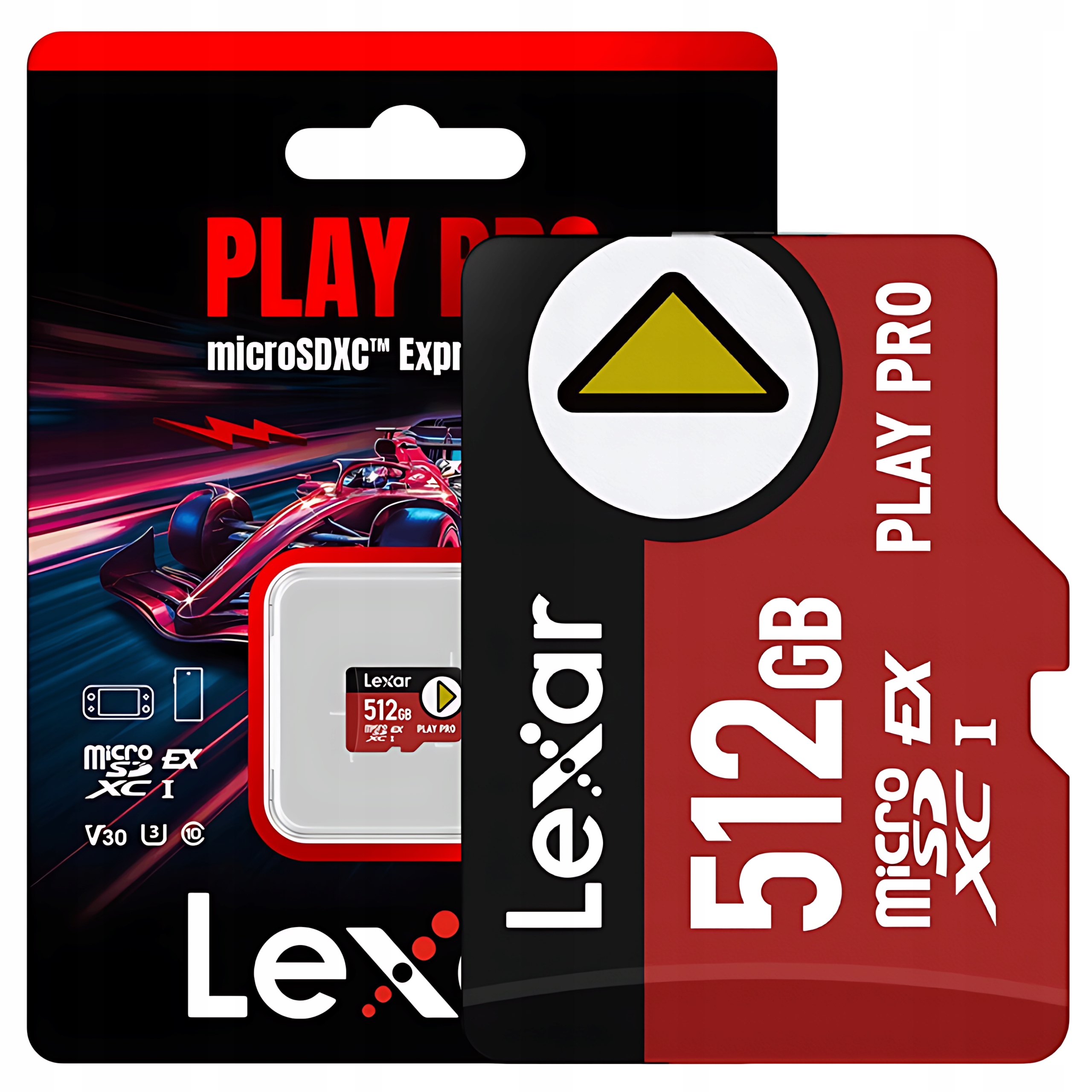 Lexar Paměťová karta MicroSDXC 512GB Playpro Express 7.1 V30 U3 A2 pro přepínač
