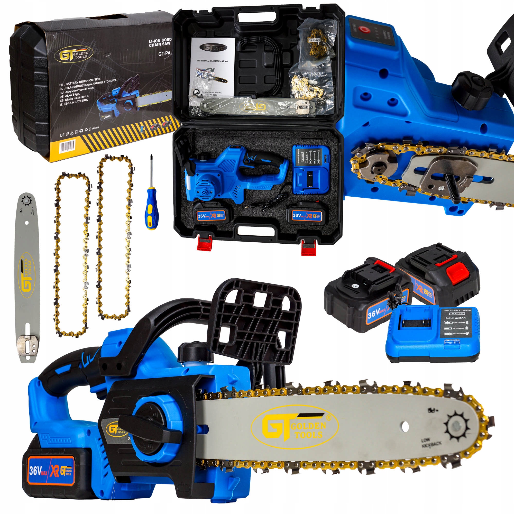 Mocna Piła Pilarka Akumulatorowa 2X36V Baterie Walizka 36CM