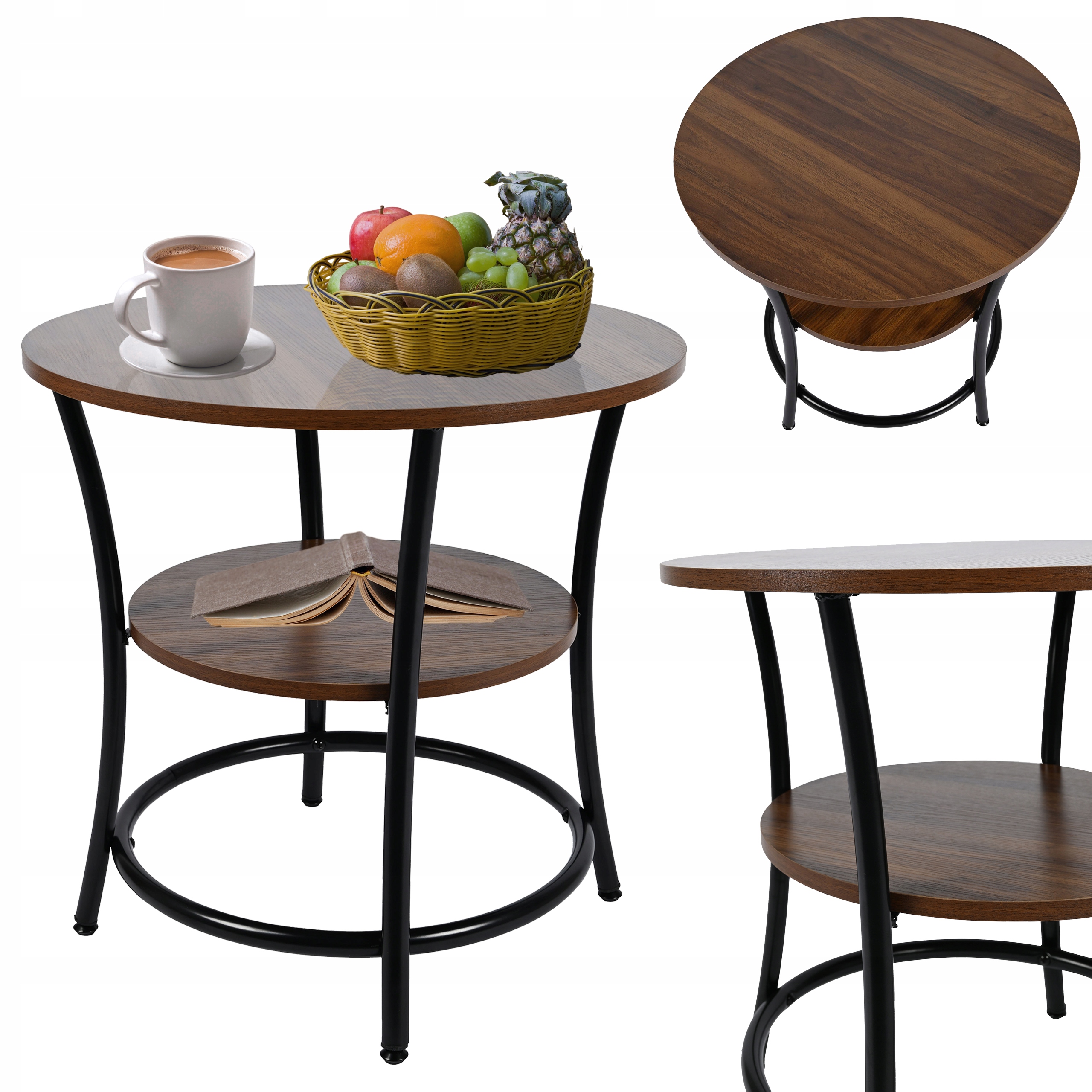 Stolik kawowy okrągły fi56cm rustykalny industrialny loft