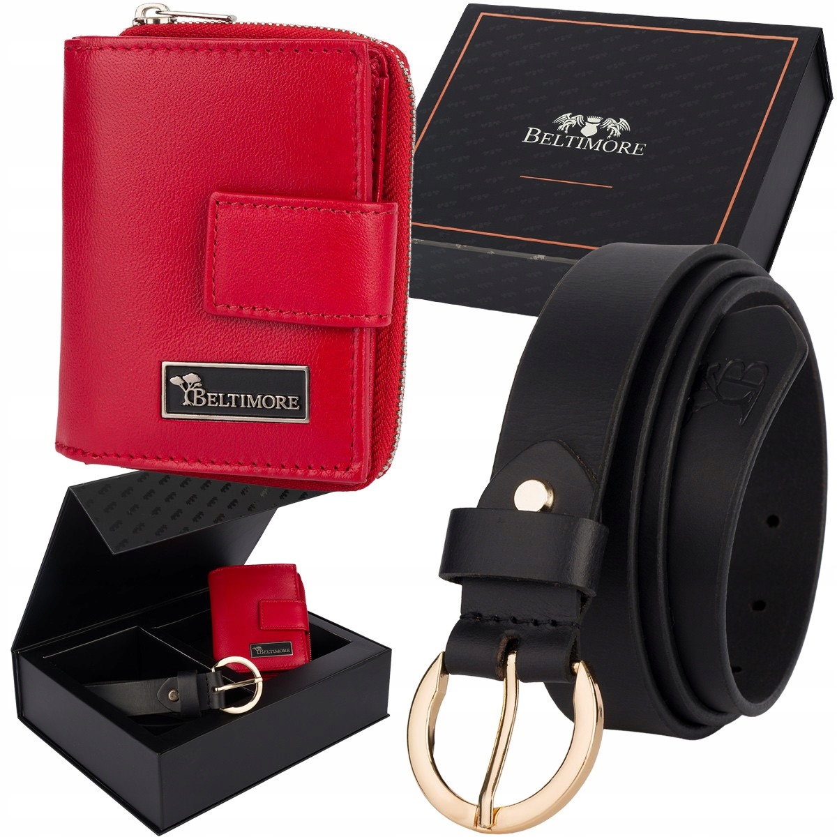 Dárková sada dámských kožených pásek peněženka krabička Beltimore