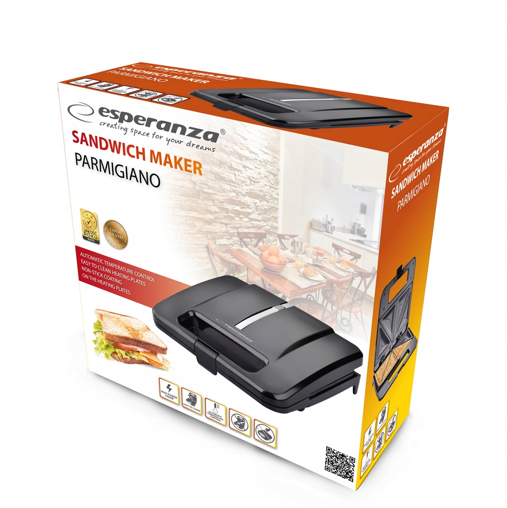 TOSTER OPIEKACZ GRILL MOCNY ELEKTRYCZNY 1000W NIEPRZYWIERAJĄCY GRZANKI TOST Model PARMIGANO