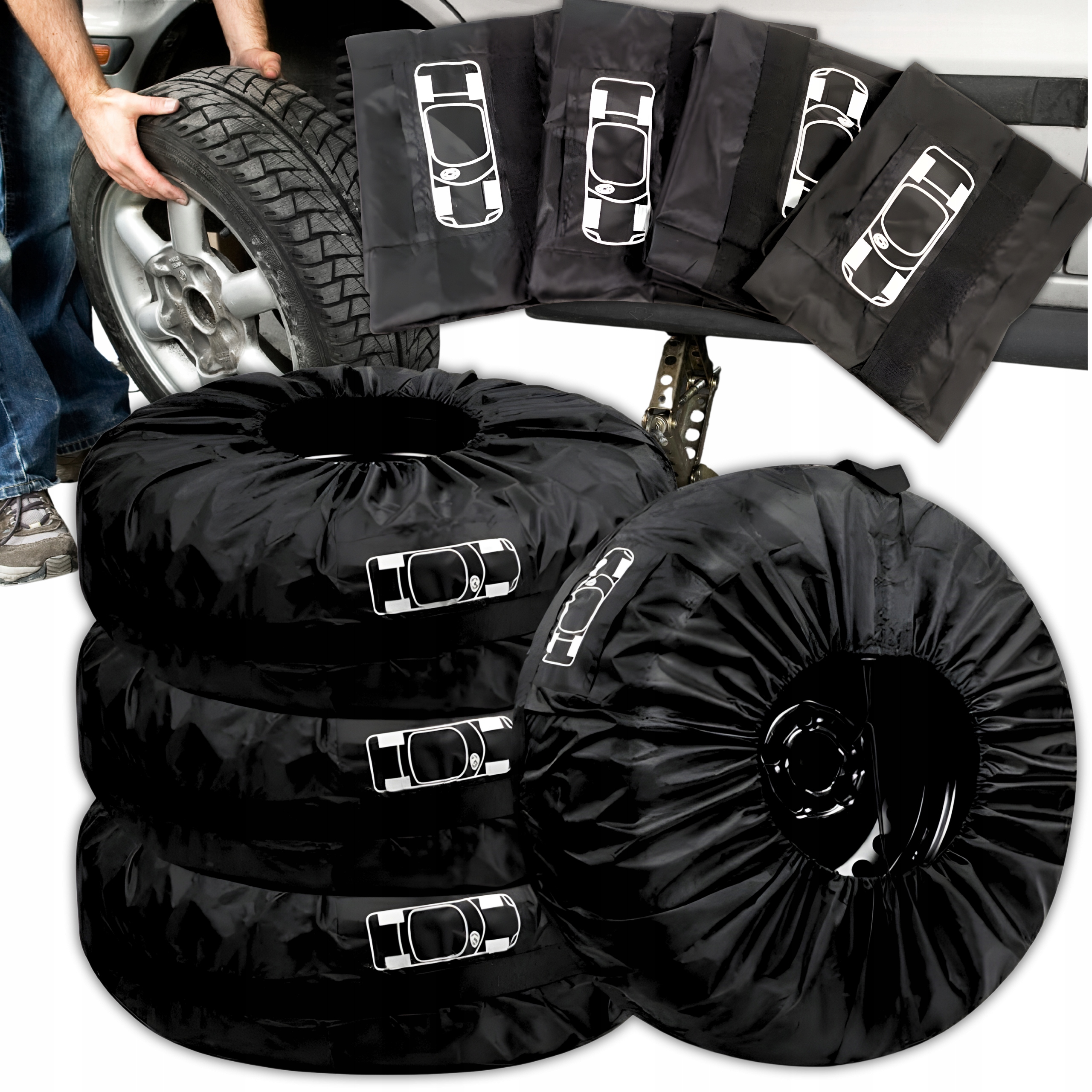 Pokrowiec Na Koła Pokrowce Ochronne Opony Felgi Zestaw 4 Szt 14-17 Cali