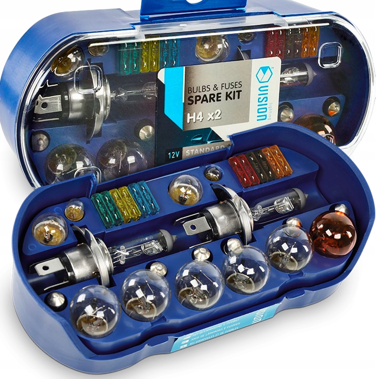 Zasobnik Zestaw Żarówek 2x H4 Bezpieczniki do Citroen Peugeot Renault Dacia