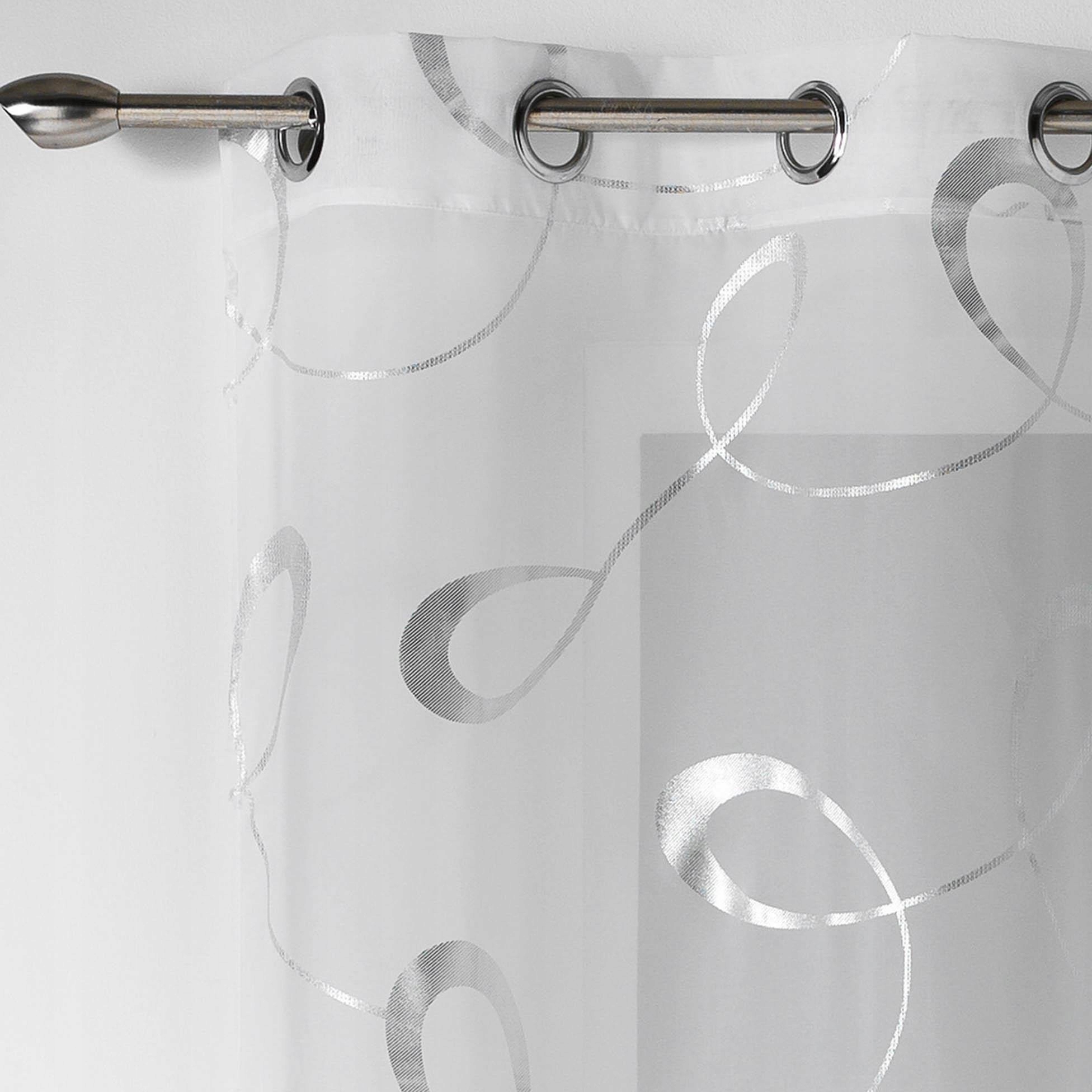 FIRANA srebrny wzór OZDOBNA FIRANKA 140x240 cm Materiał poliester