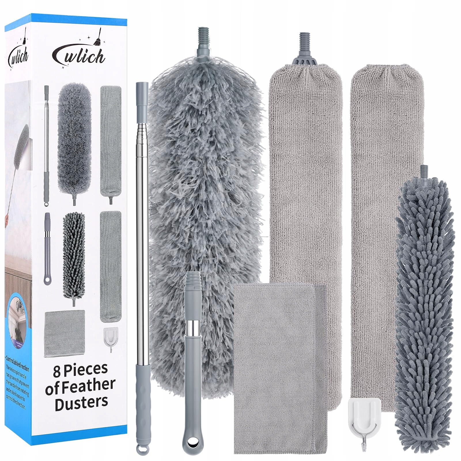 Levně Wlich Sada na prach Teleskopické mikrovlákno Chenille pro nábytek a stropy