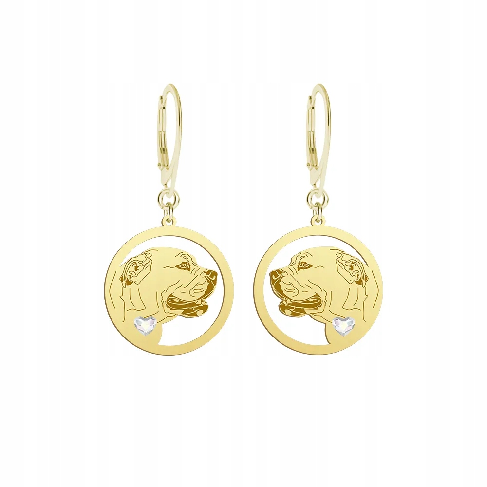 Náušnice Zlaté 925 se psem Ca de Bou pes z Mallorky Dárek Gravírování Bonus