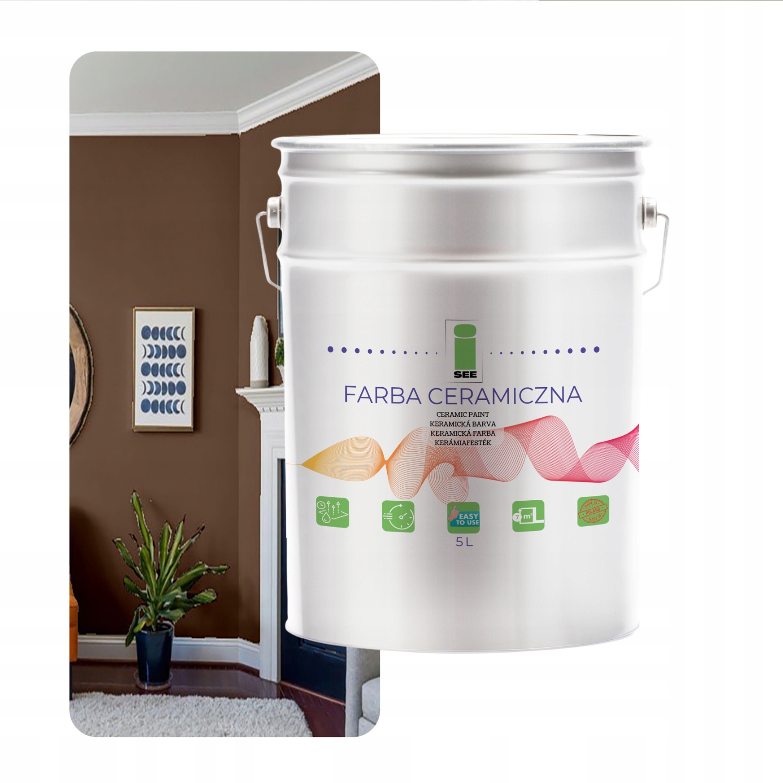 Keramická Farba Na Steny Umývateľná, Hnedá, 5 L, Odolná Voči Škvrnám