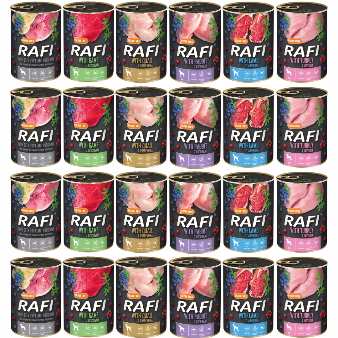 Dolina Noteci Rafi MIX 6 příchutí – vlhké krmivo pro psy – 24x400 g