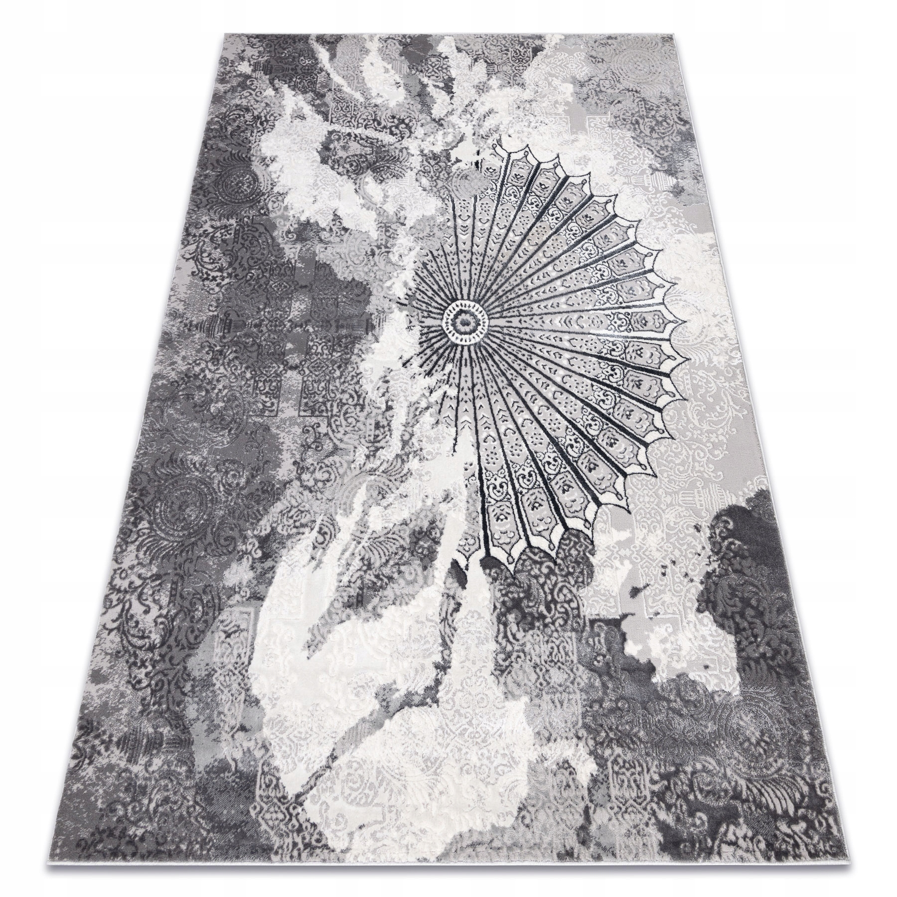 Dywan Strukturalny Dwupoziomowy glamour Abstrakcja szary 280x370 cm