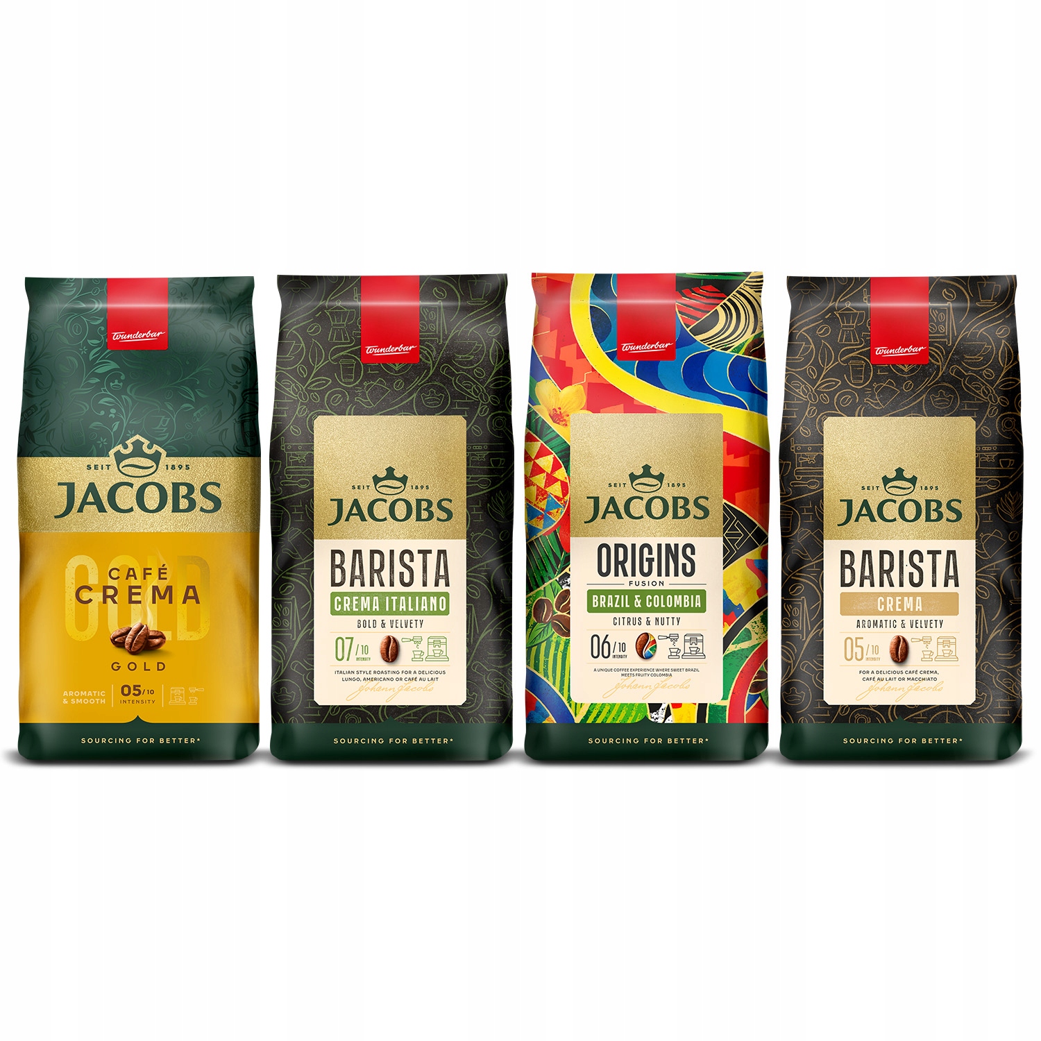 Kawa ziarnista Jacobs Origins, Barista, zestaw kaw mix 4x 1kg