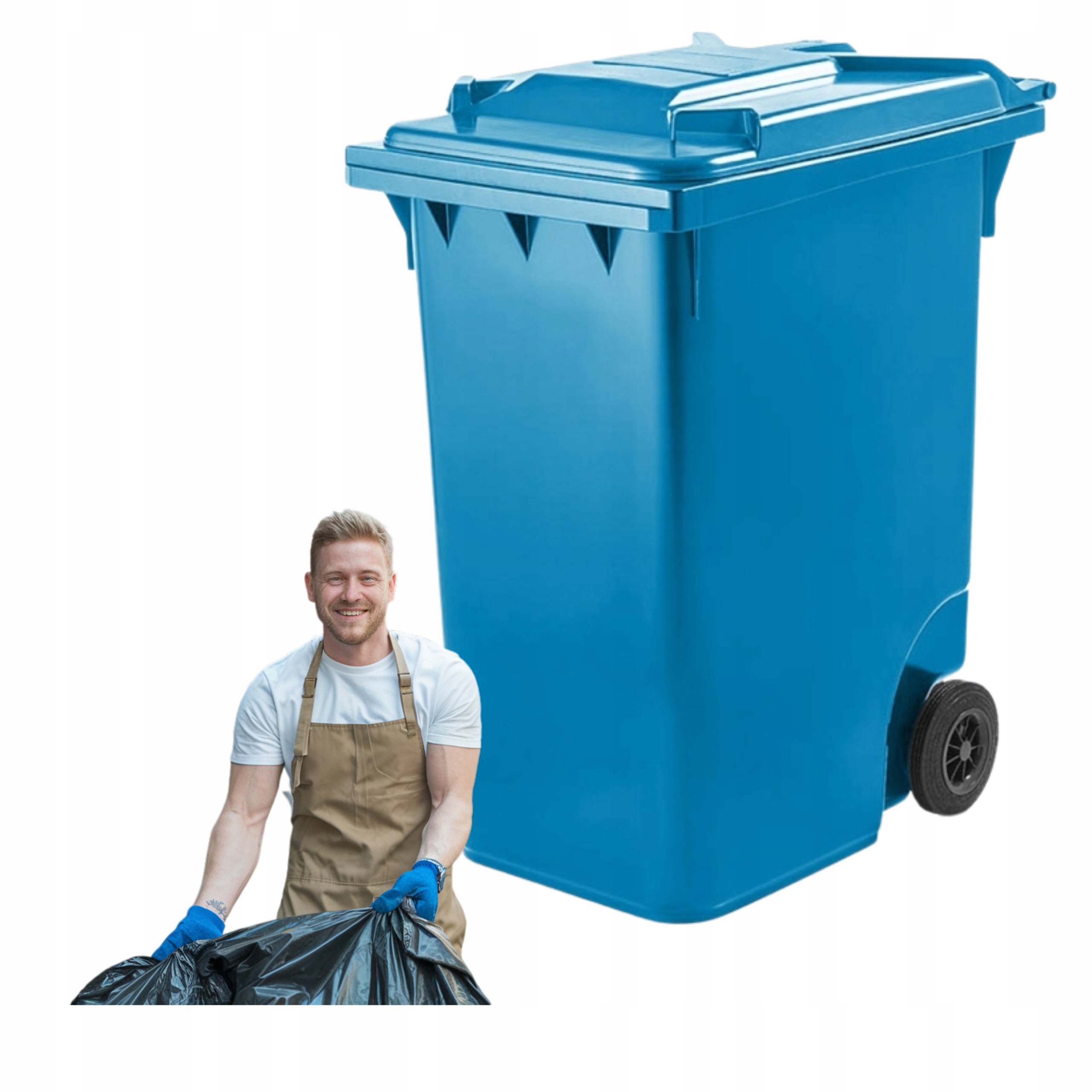 Kubeł na odpady 360l papier niebieski śmietnik Weber duży wytrzymały trwały