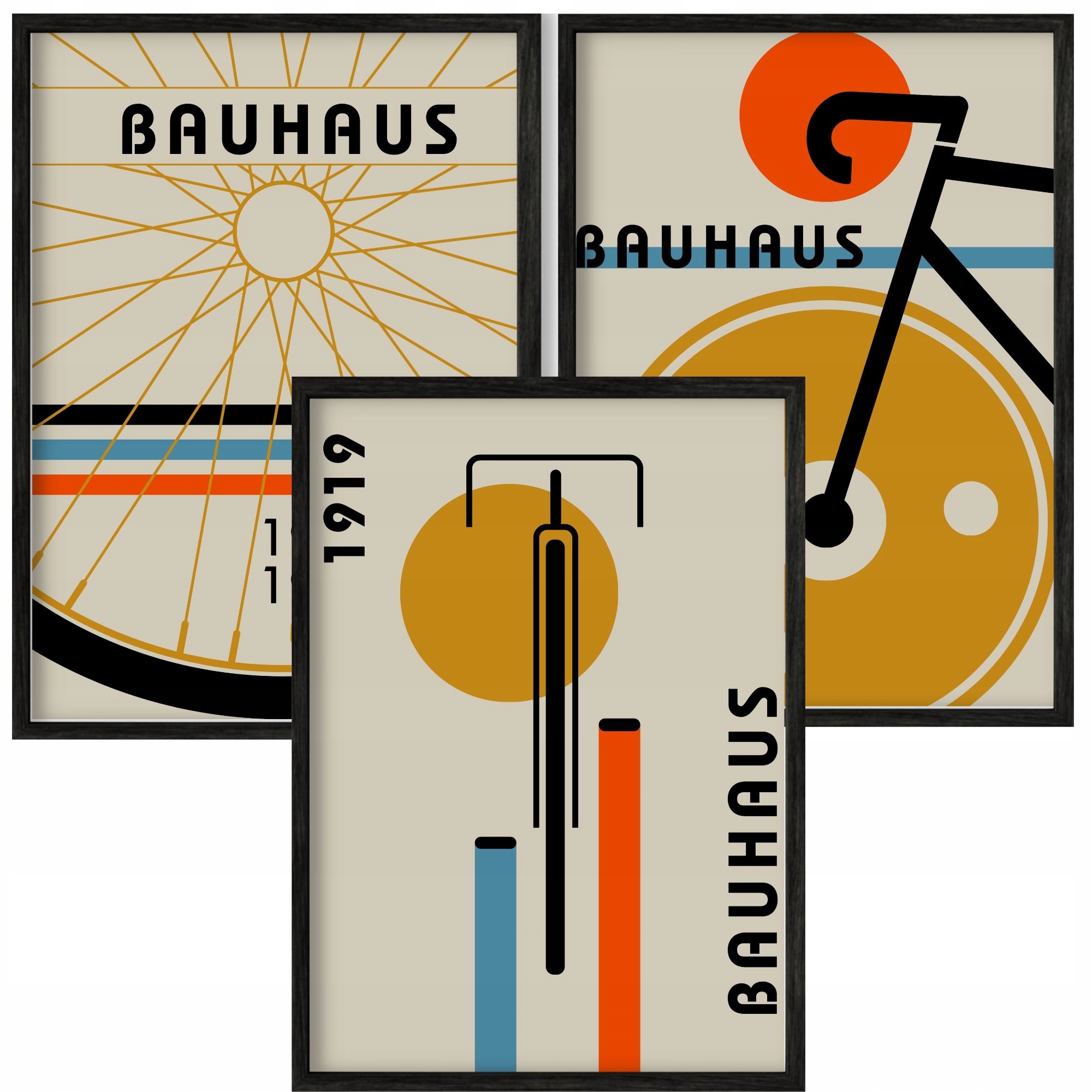 Zestaw 3 x Plakat Foto Obraz 50x70 Rower Bauhaus Wiosenne Wiosna 70x50