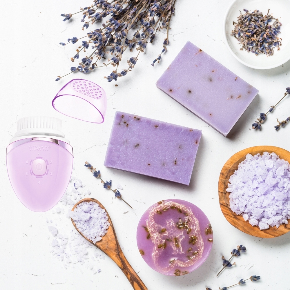 SZCZOTECZKA SONICZNA DO TWARZY 6TRYBÓW 3KOŃCÓWKI USB MASAŻ VITAMMY KLENEO Model KLENEO PURPLE