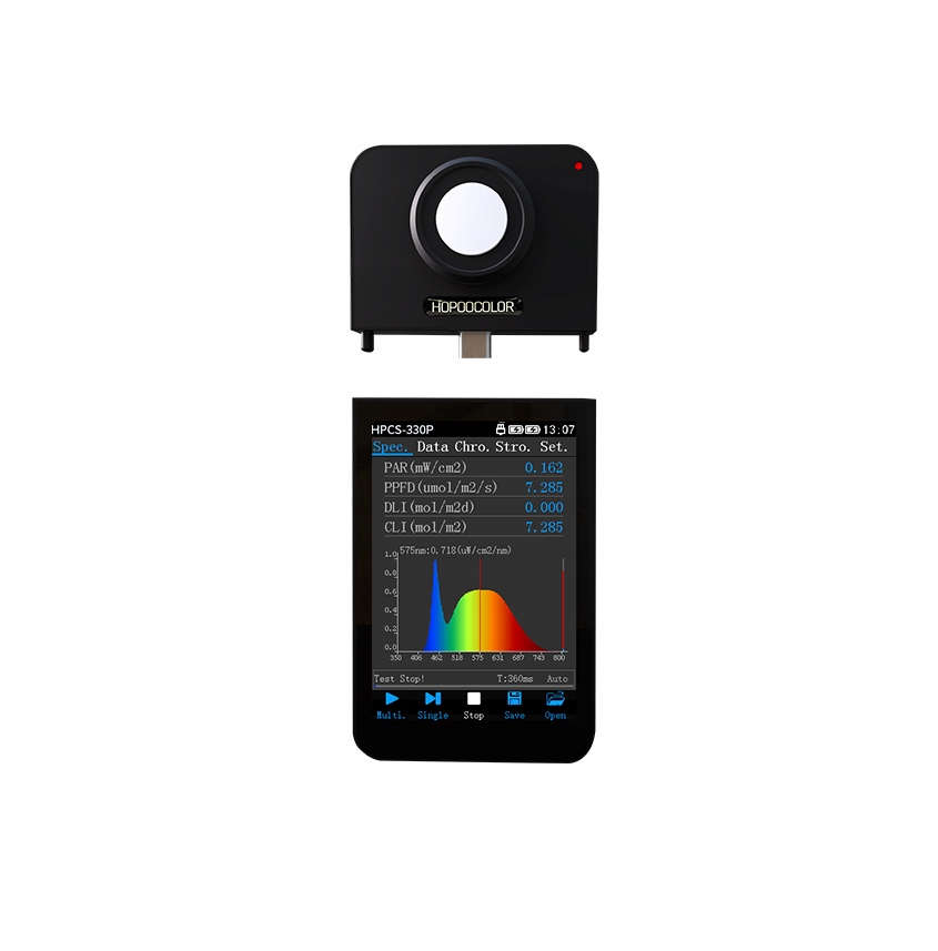 Hopoocolor 350-800nm HPCS330P grow light LED spectrometer PAR PPFD meter