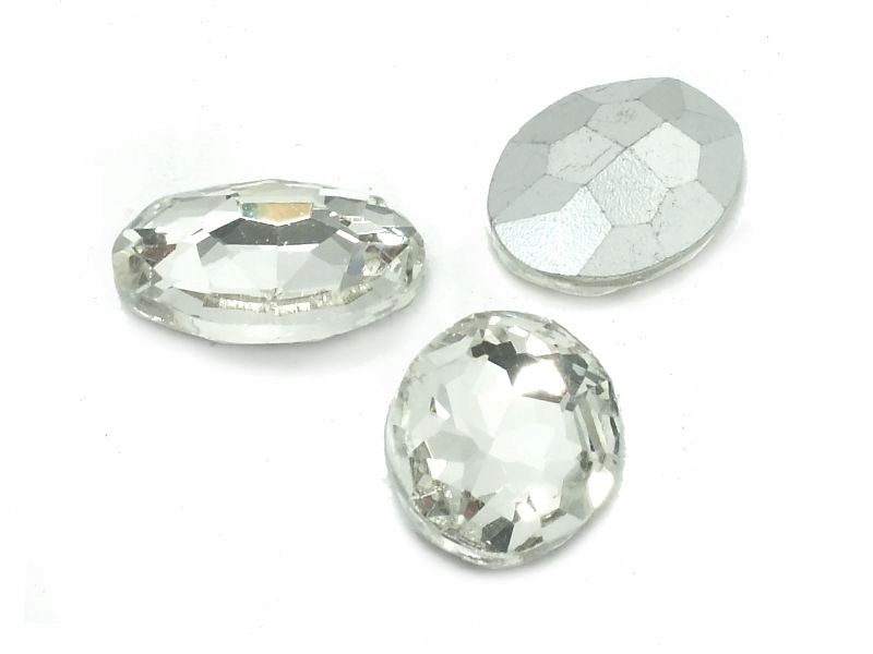 Szklany kamień fasetowany ow 18x13 Crystal-2szt