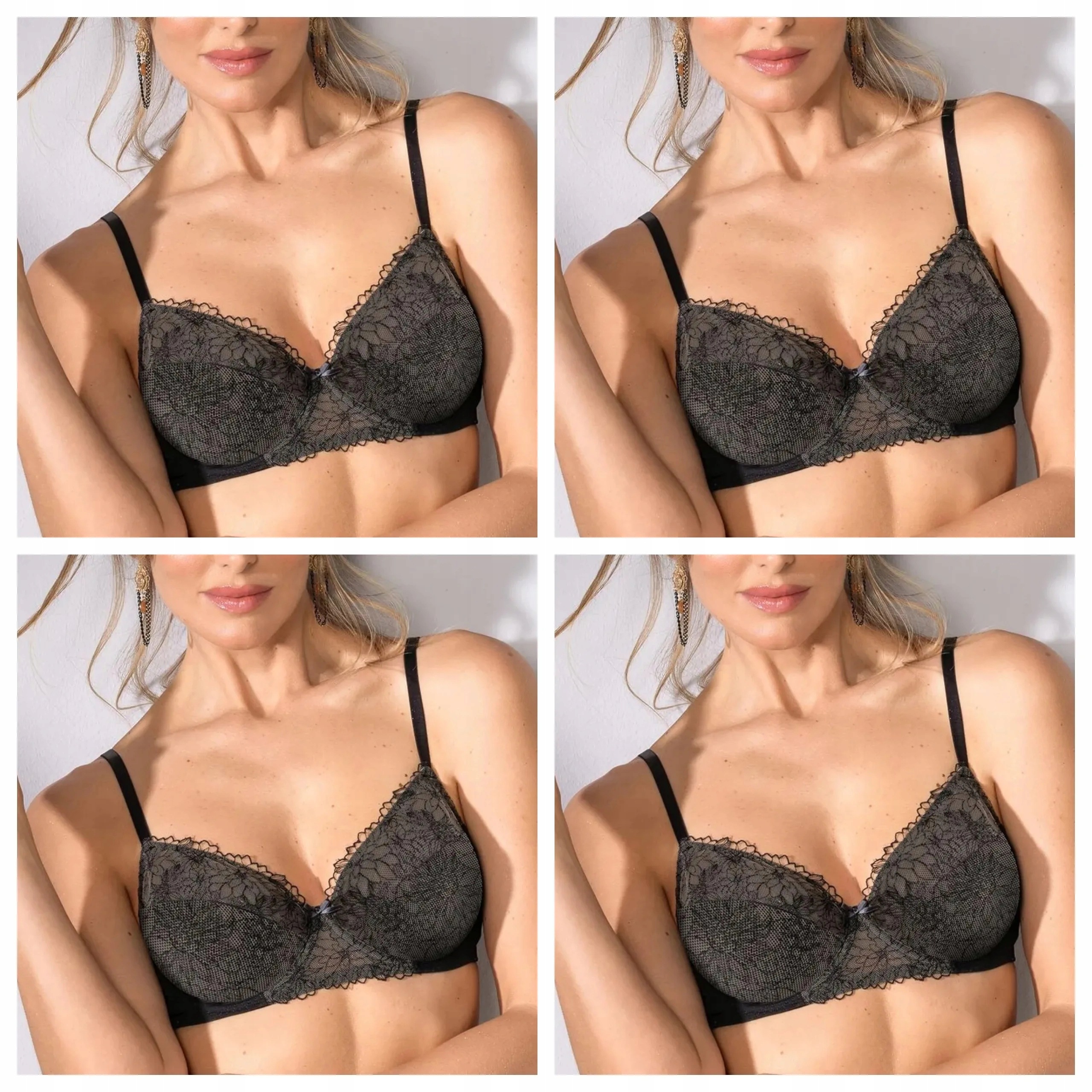 4x měkká krajková podprsenka s kosticemi Sielei Camille 7930 černá 90C