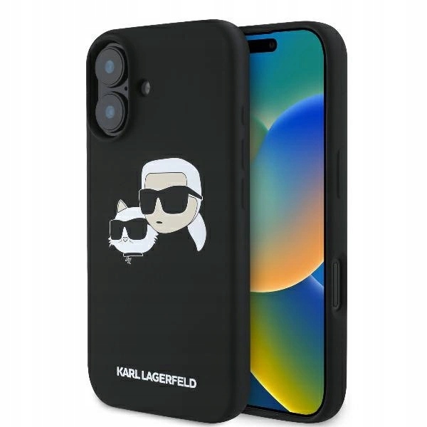 Pouzdro Karl Lagerfeld Silicone nauble Heads Print MagSafe pro iPhone 16 černé