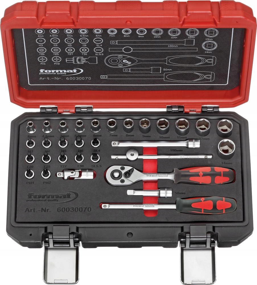 Sada vyměnitelných nástavců pro 1/4" nástrčné klíče 31-dílná Format