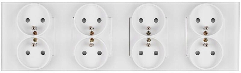 Kontakt Elektrická Zásuvka Se Skleněným Kolíkem FI60 Čtyřnásobná 4x2 Bílá