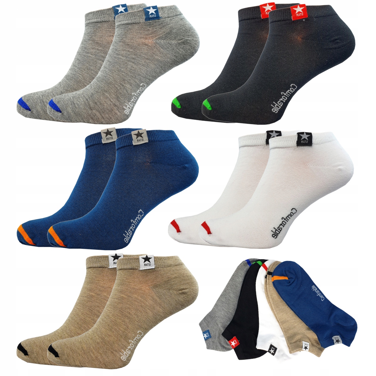 

5x Stopki Męskie Krótkie Skarpety Bawełna Premium