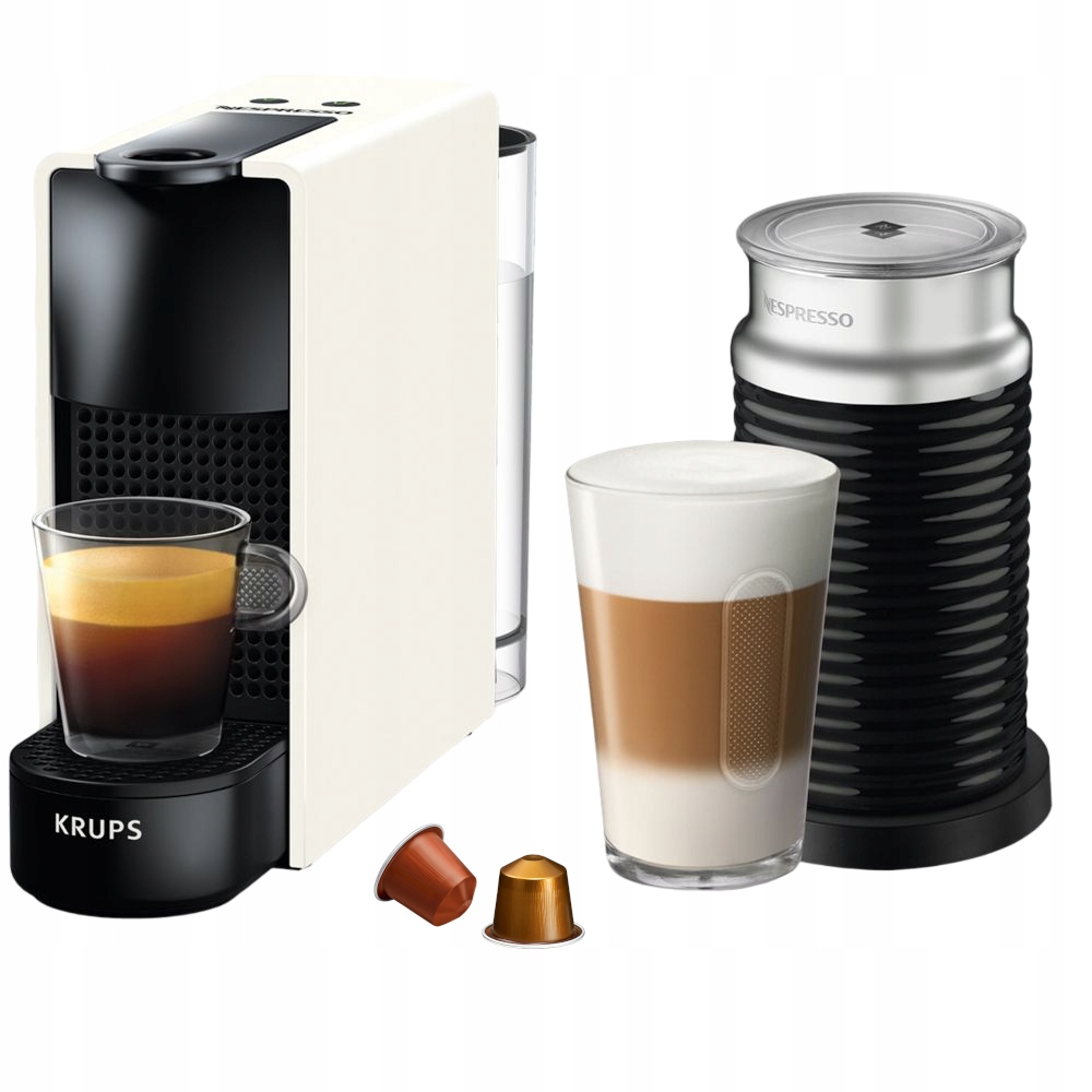 EKSPRES DO KAWY NA KAPSUŁKI NESPRESSO ESSENZA MINI BIAŁY SPIENIACZ + GRATIS