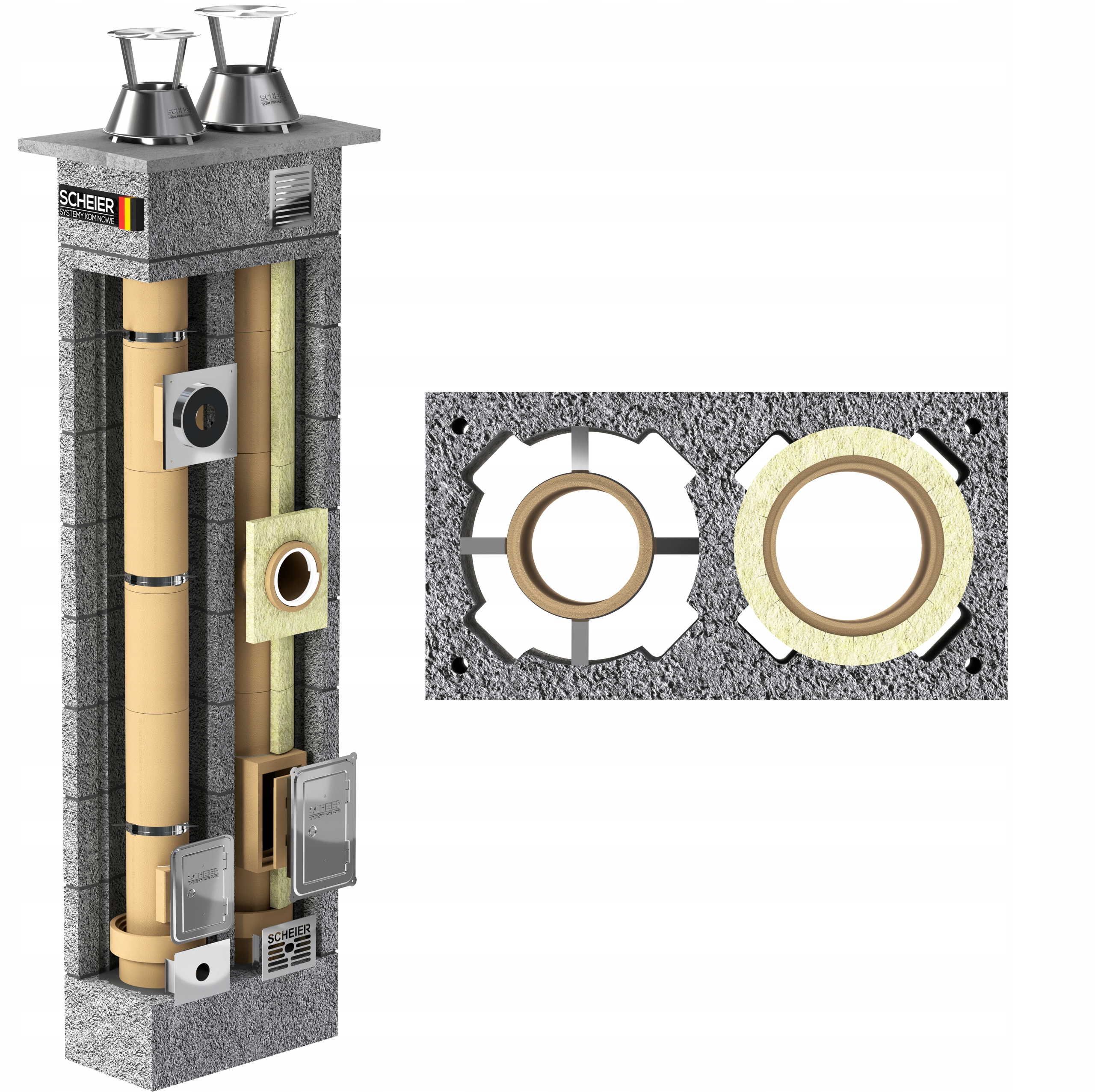 Keramický komín 200 140 13 m systémový dvojitý 36x68 plyn turbo Dual Max