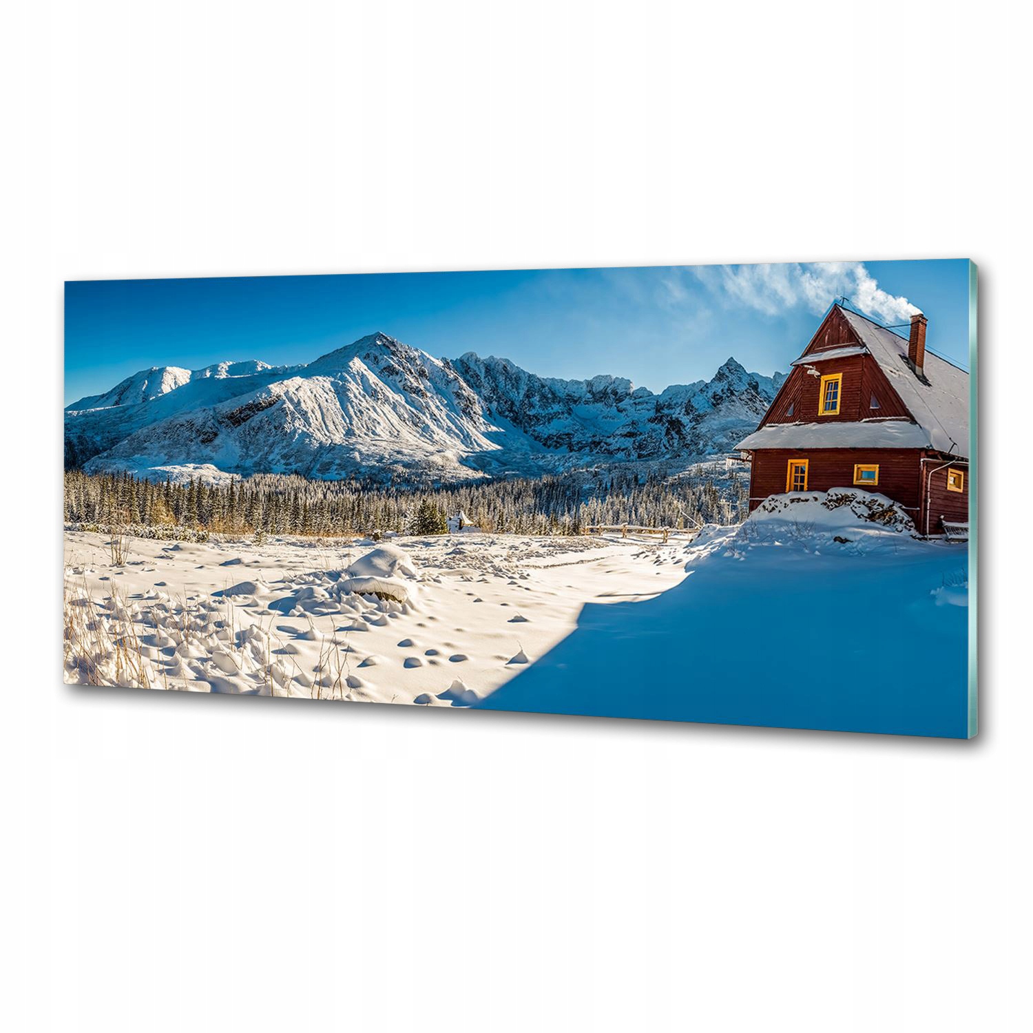 Panel do kuchyne Domček v horách 125 x 50 cm Lepidlo