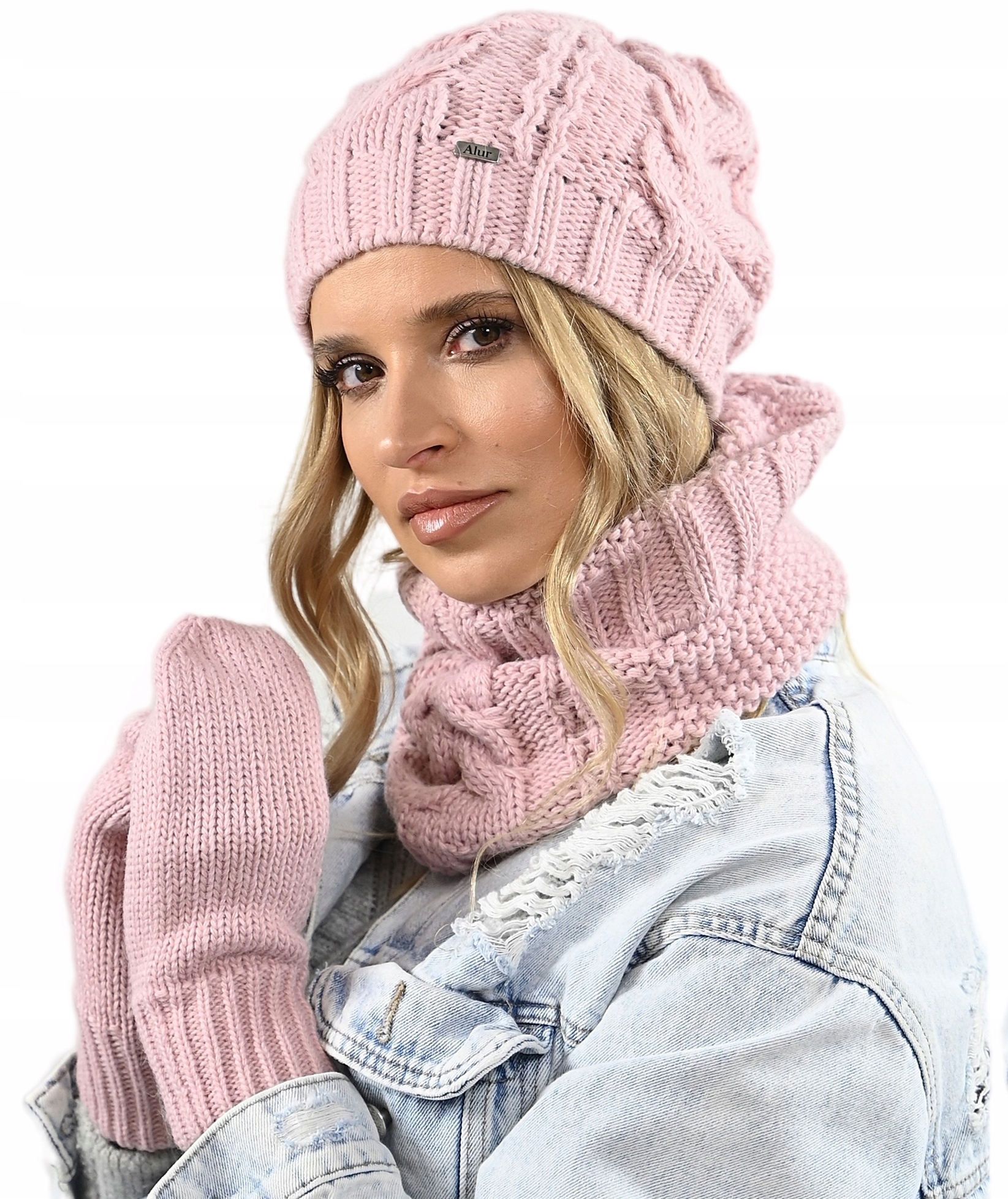 Módní zimní set Teplá Čepice, Čepice Rukavice, Elegantní Nákrčník