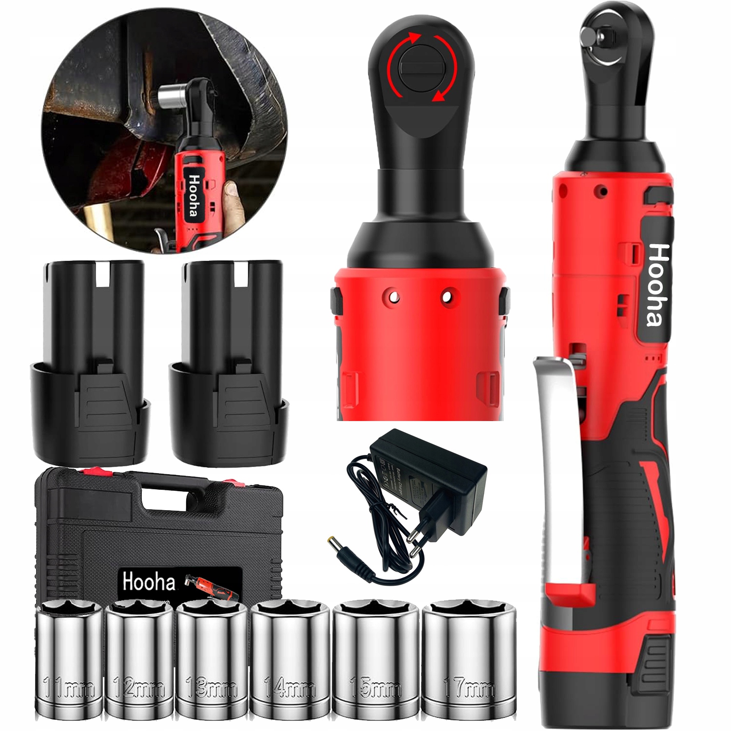 KLUCZ KĄTOWY GRZECHOTKA UDAROWA DO KÓŁ AKUMULATOROWA 6X NASADKI 65Nm 3/8"