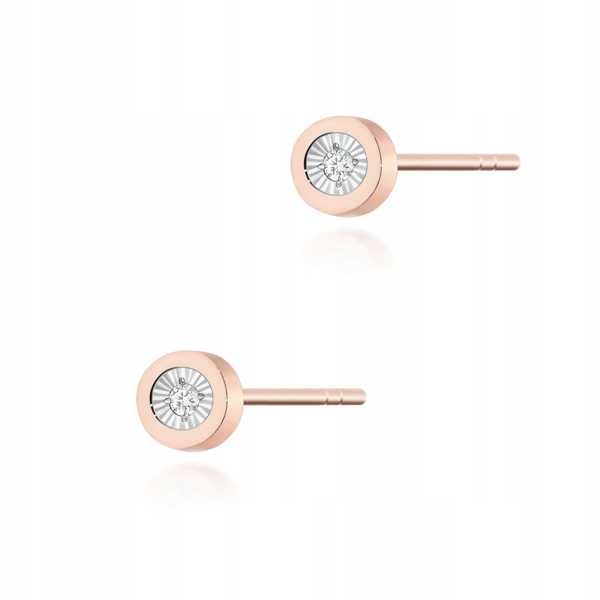 Náušnice zlaté 585 s diamantem růžové zlato elegantní módní jako dárek 14k