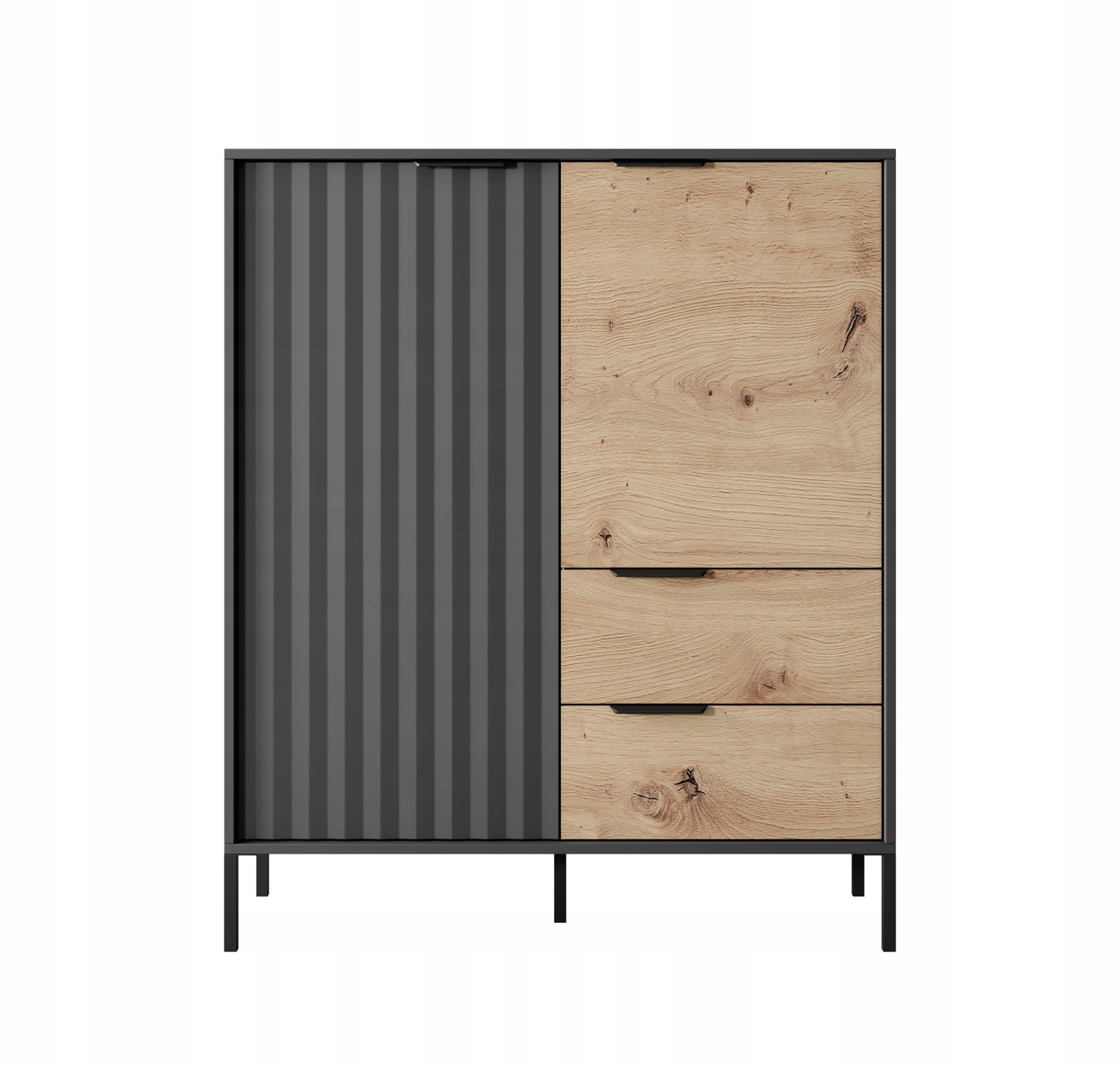 

Komoda 103 dąb artisan czarna wysoka 2d2s Rav