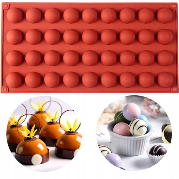 FORMA silikonowa PÓŁKULA FOREMKA PÓŁKULE KUL 36szt Średnica 2.8 cm