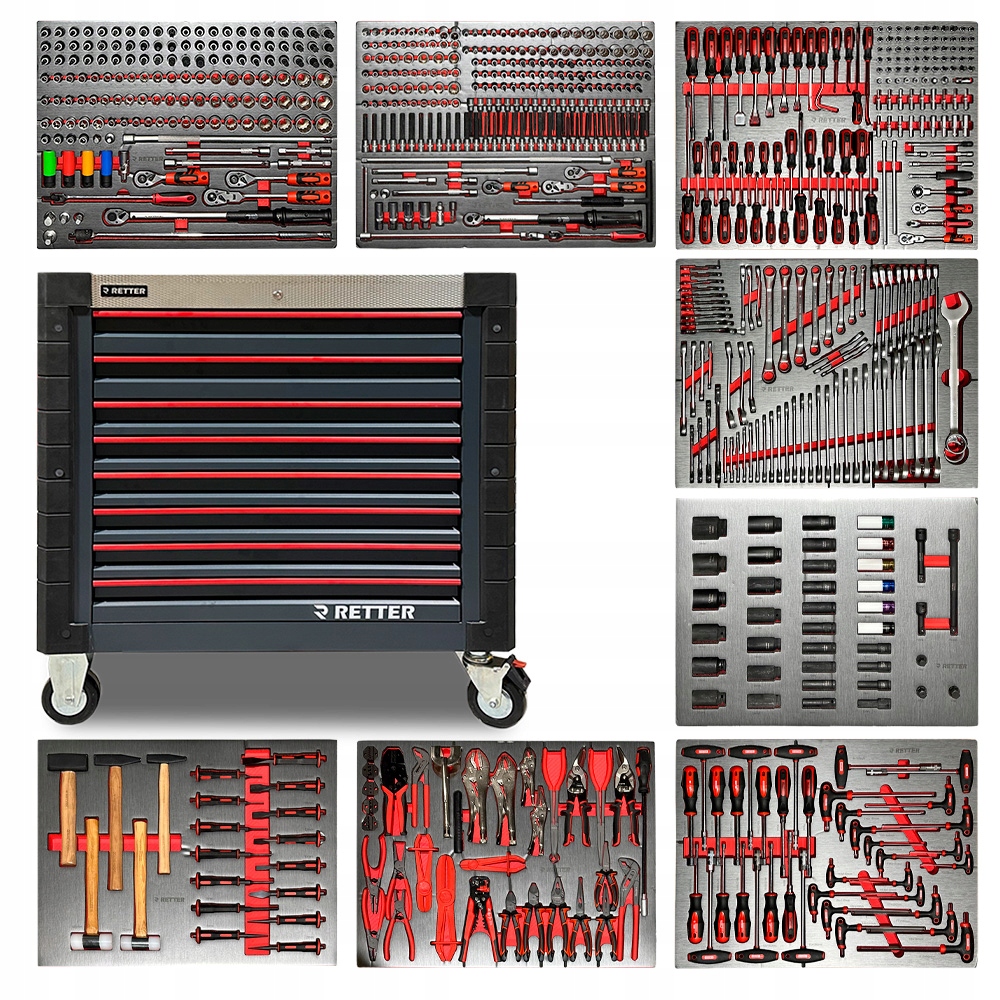 Profesjonalny wózek warsztatowy RETTER R12 698 elementów