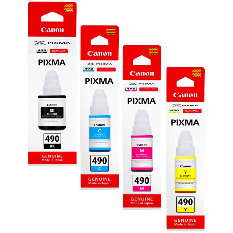 Tusze GI-490 Canon Pixma G1000 G1400 G2000 G2400 G3000 G4000 G3400 Series