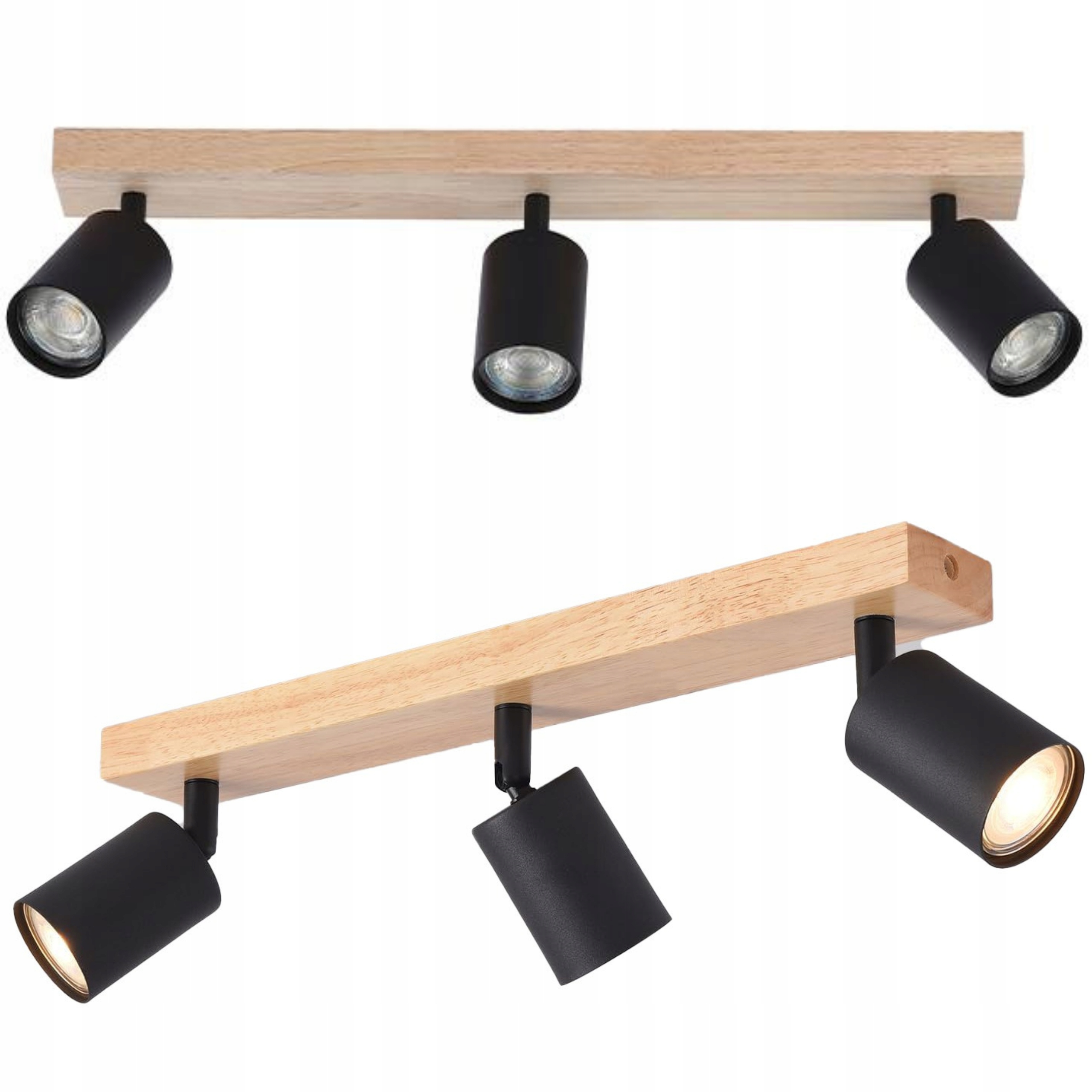 Lampa sufitowa Kinkiet ścienny regulowany spot 3x GU10 Loft drewniany