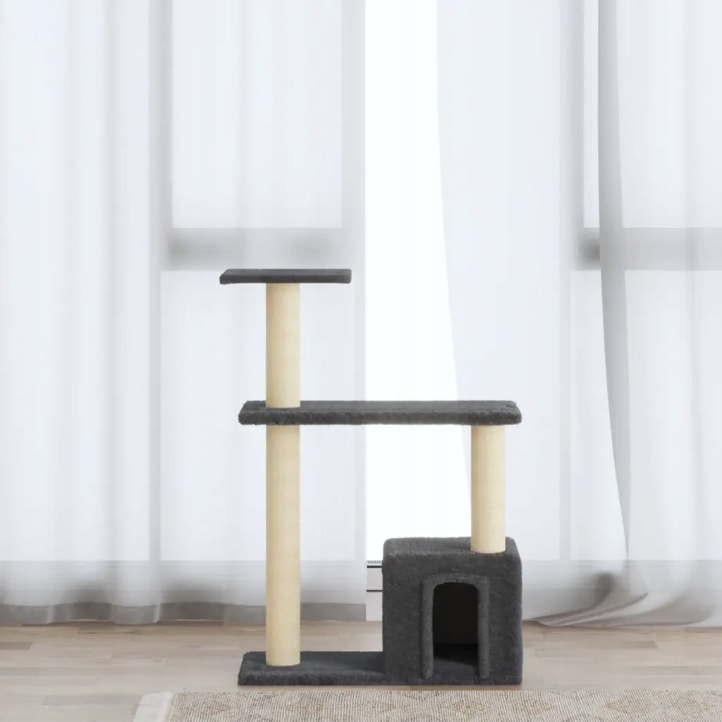 Petrashop Škrabadlo pro kočky se sisalovými sloupky tmavě šedé 70 cm Šedá