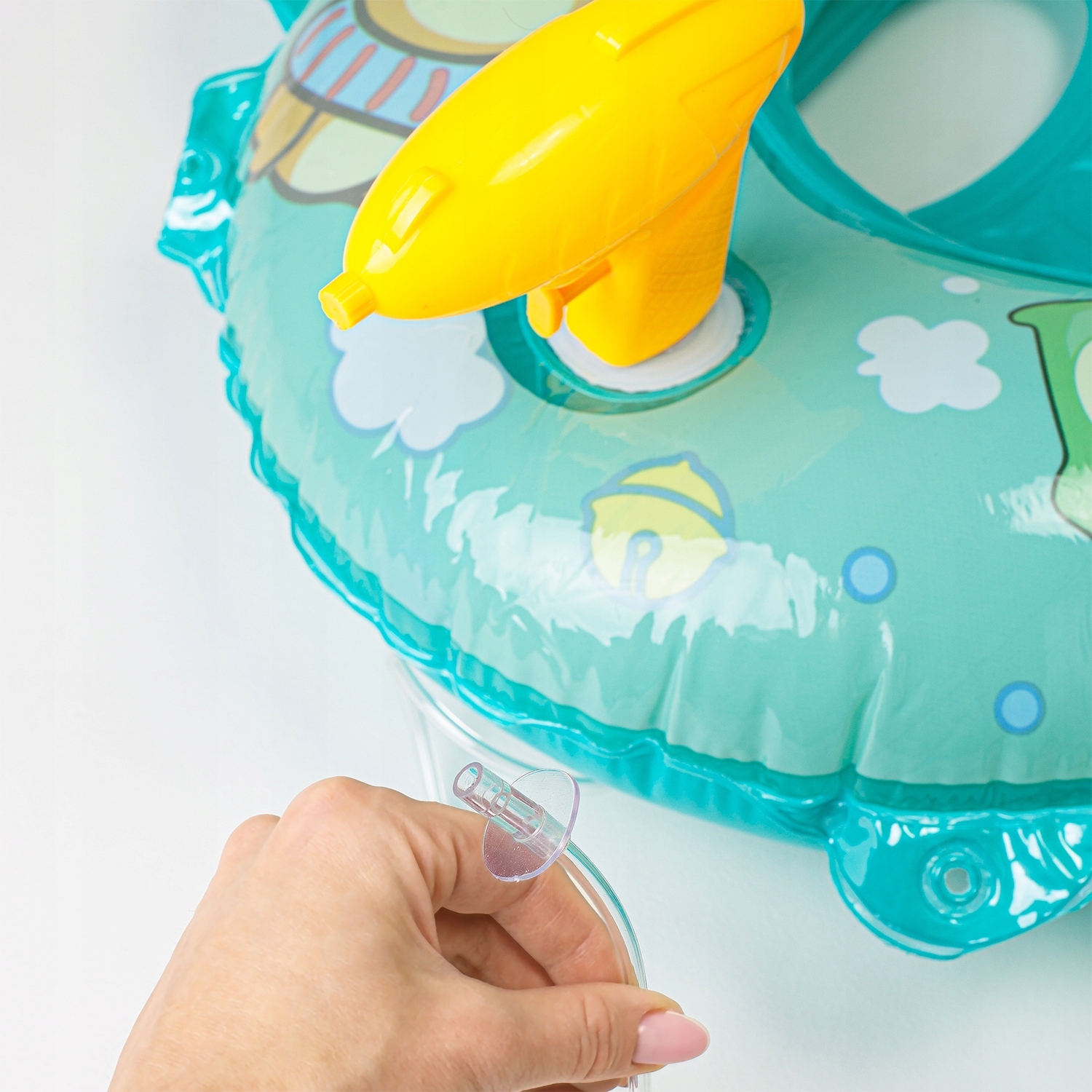 KOŁO DO PŁYWANIA DMUCHANE WODY MATERAC PONTON Z SIEDZISKIEM PISTOLET WODĘ Wysokość produktu 20 cm