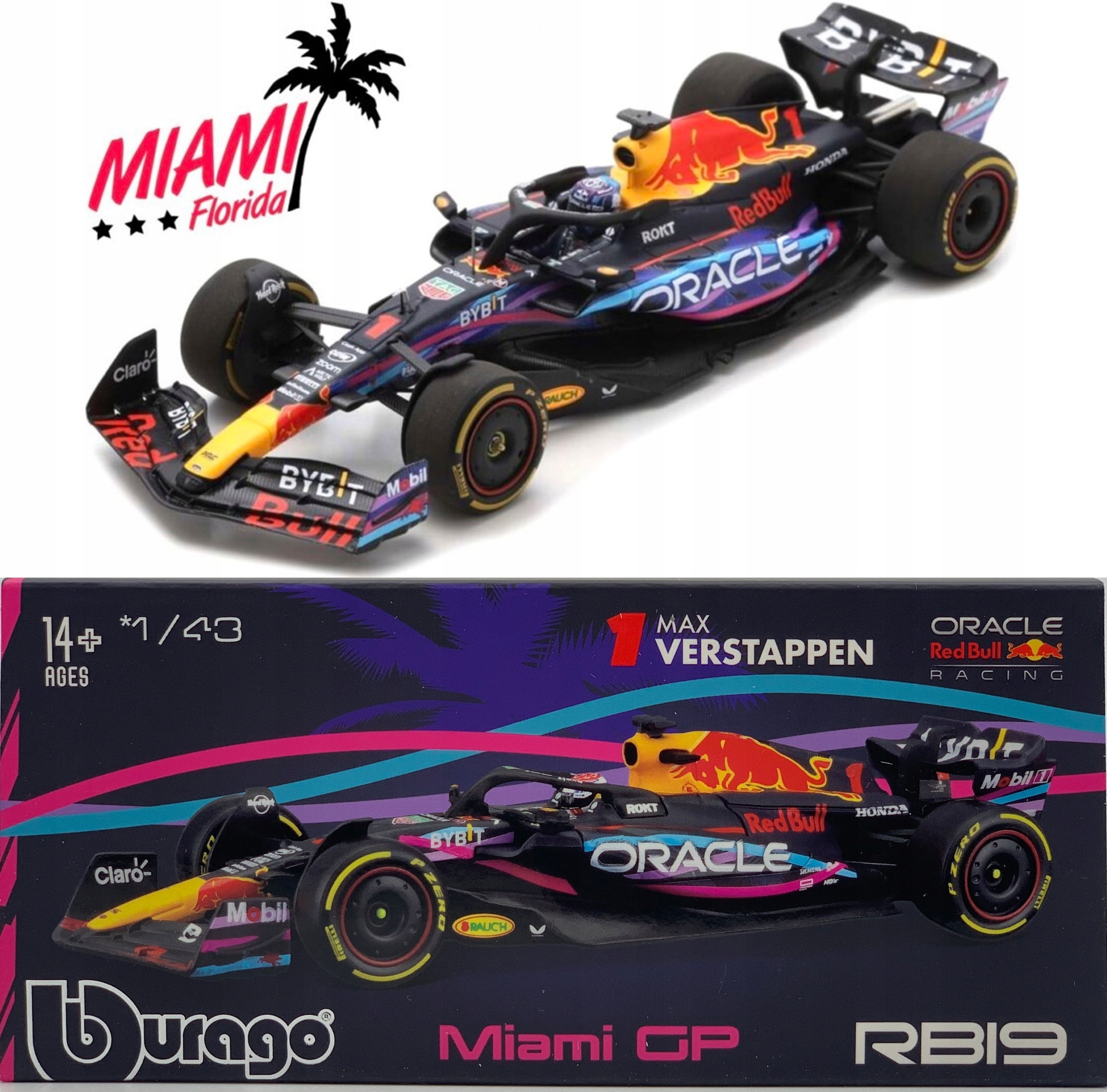 Přilba RB19 Gp Miami F1 Red Bull 2023 Verstappen BBurago 1:43
