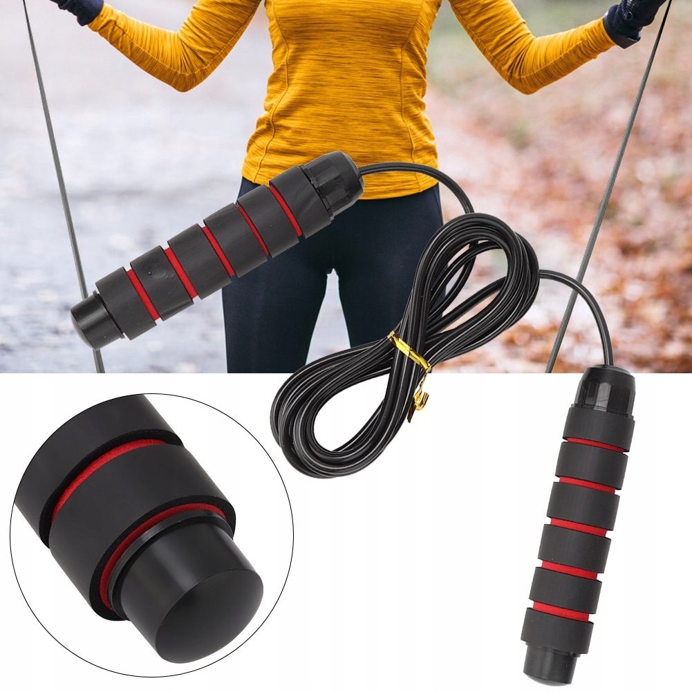 SKAKANKA BOKSERSKA REGULOWANA CROSSFIT ŁOŻYSKAMI RED 2,8m PROFESJONALNA PRO Materiał uchwytów plastik